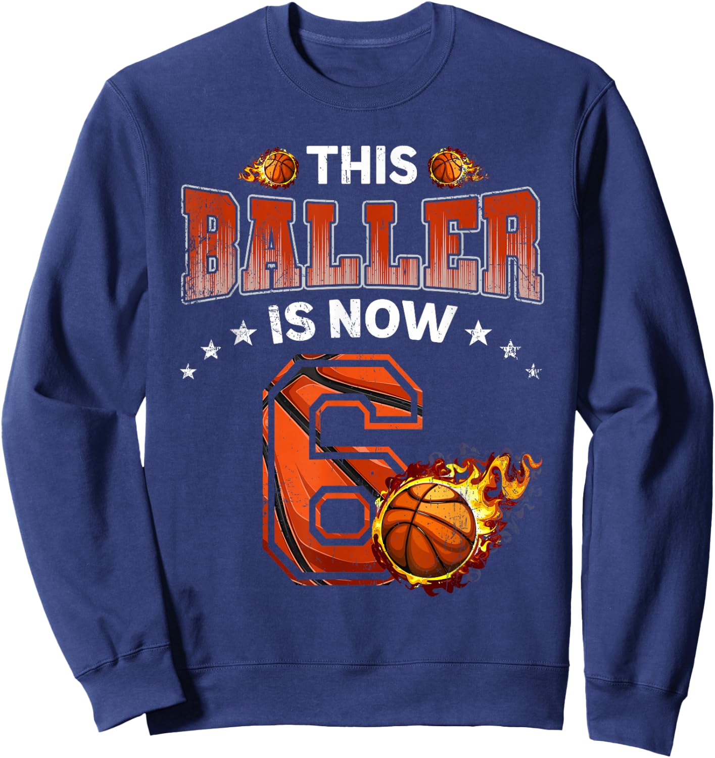 6th Birthday Boys Basketball Player Gifts 6 Years Old Kids Sweatshirt - Sweatshirt | Navy