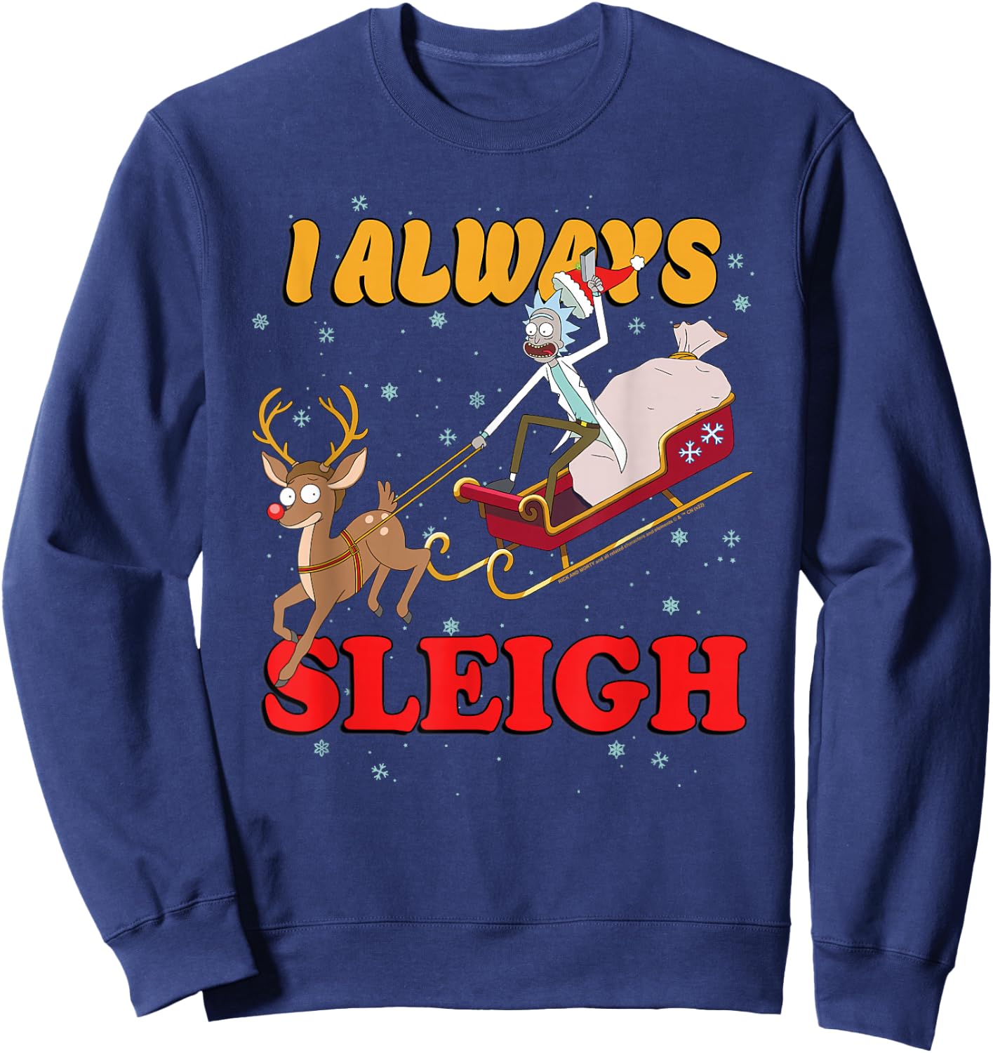 Rick and Morty I Always Sleigh, Merry Rickmas Christmas Sweatshirt - Sweatshirt | Navy
