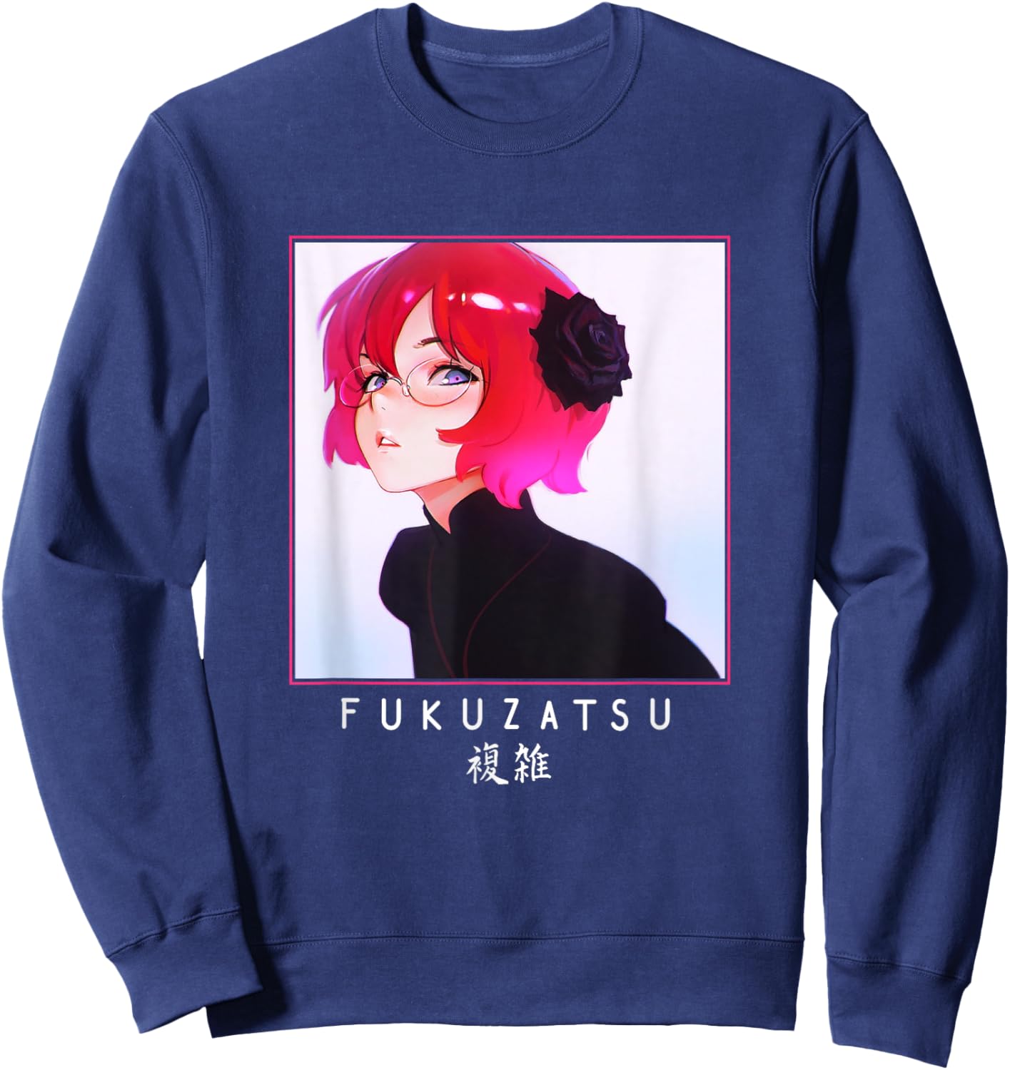 Anime Girl Japanese Aesthetic anime Otaku Sweatshirt - Sweatshirt | Navy