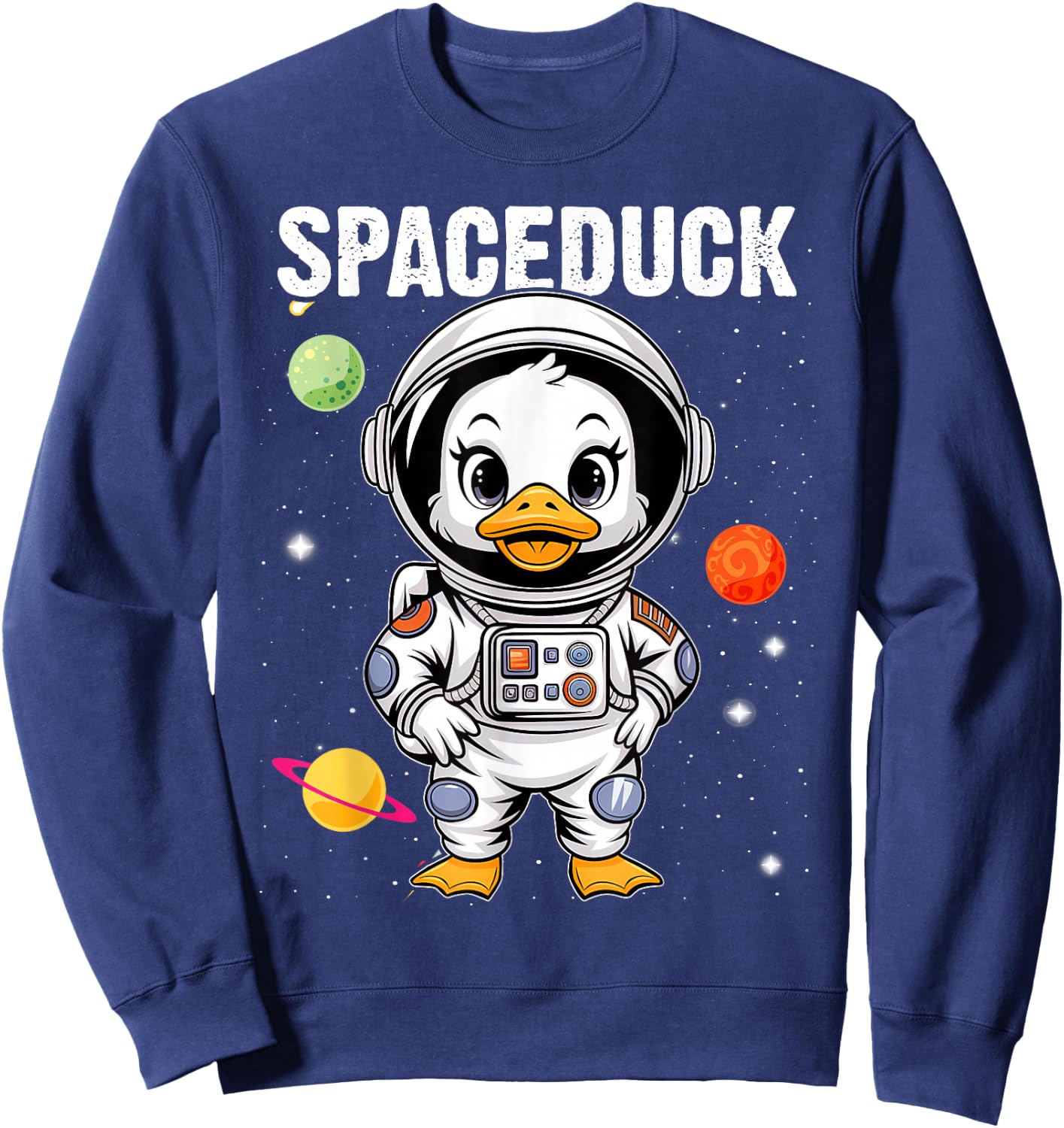 Space Rubber Duck Funny Astronaut Rubber Duckling Galaxy Sweatshirt - Sweatshirt | Navy