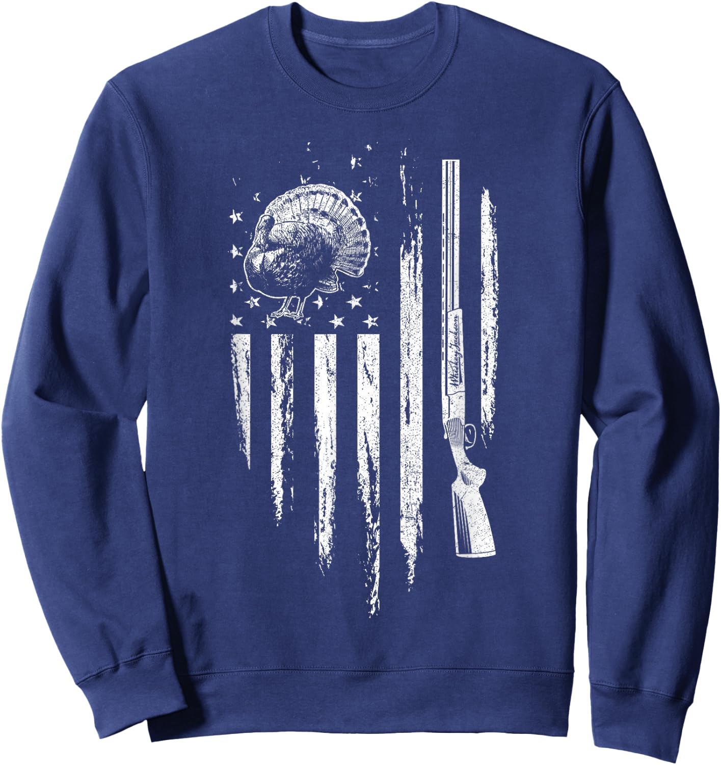 Turkey Hunting American Flag Thunder Chicken Gift Hunter Sweatshirt - Sweatshirt | Navy
