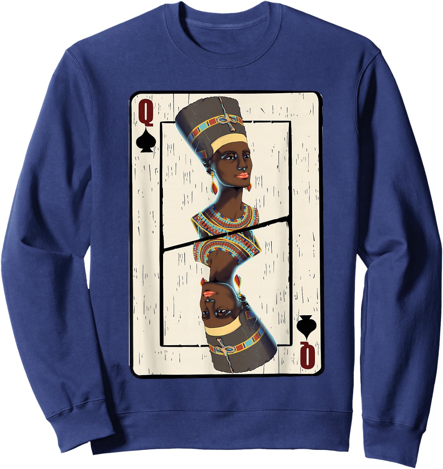 Queen Spades African American Card Halloween Sweatshirt - Sweatshirt | Navy
