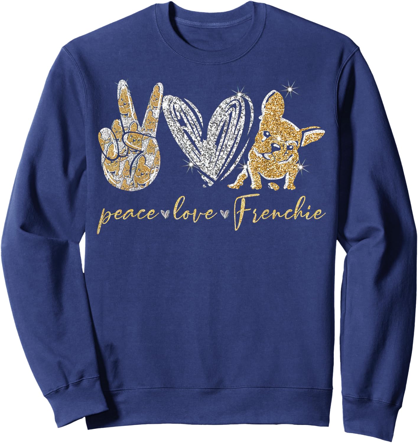 Cute Peace Love Frenchie French Bulldog Dog Lovers Gifts Women Kids Sweatshirt - Sweatshirt | Navy