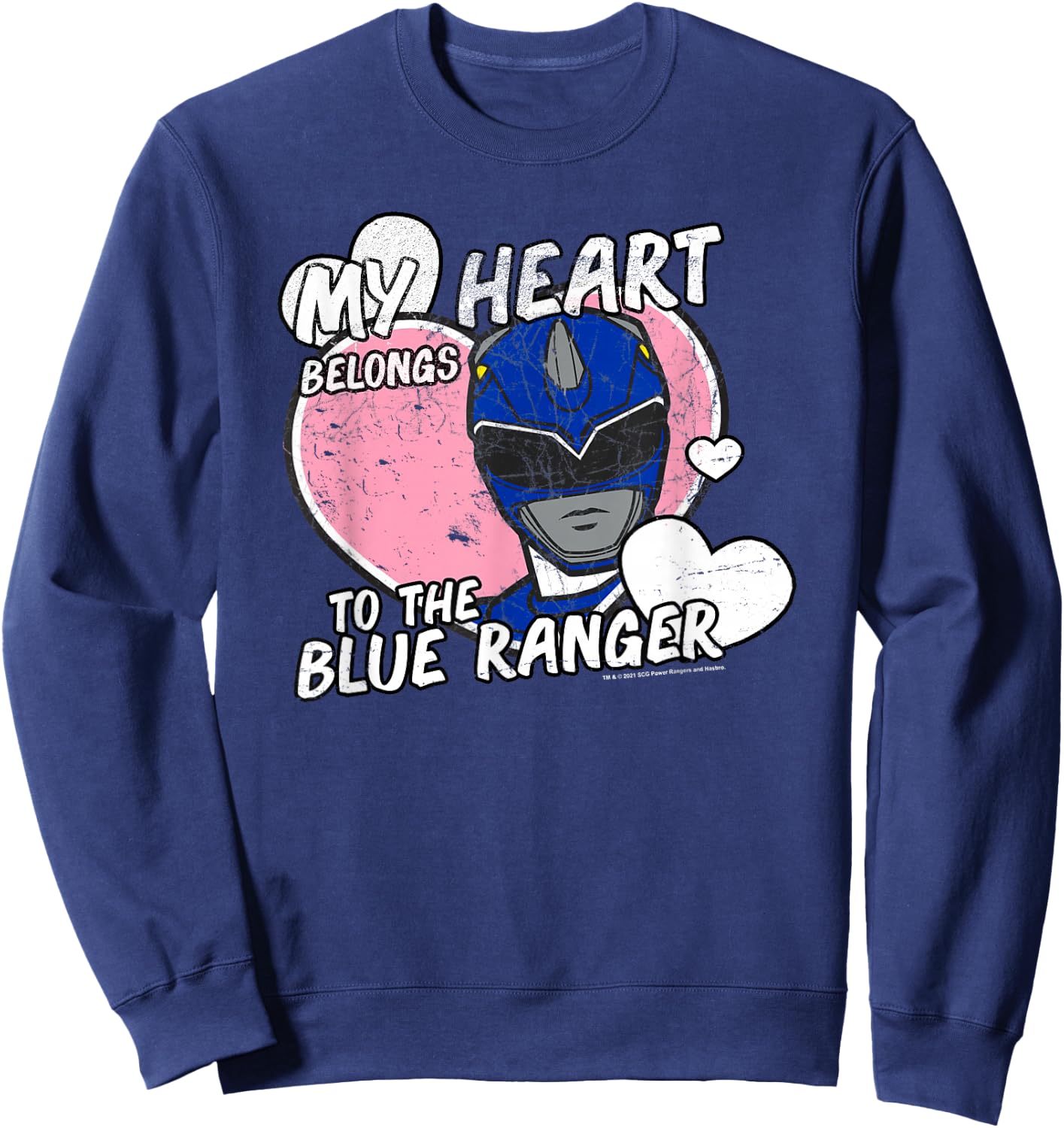 Power Rangers My Heart Belongs to The Blue Ranger Vintage Sweatshirt - Sweatshirt | Navy