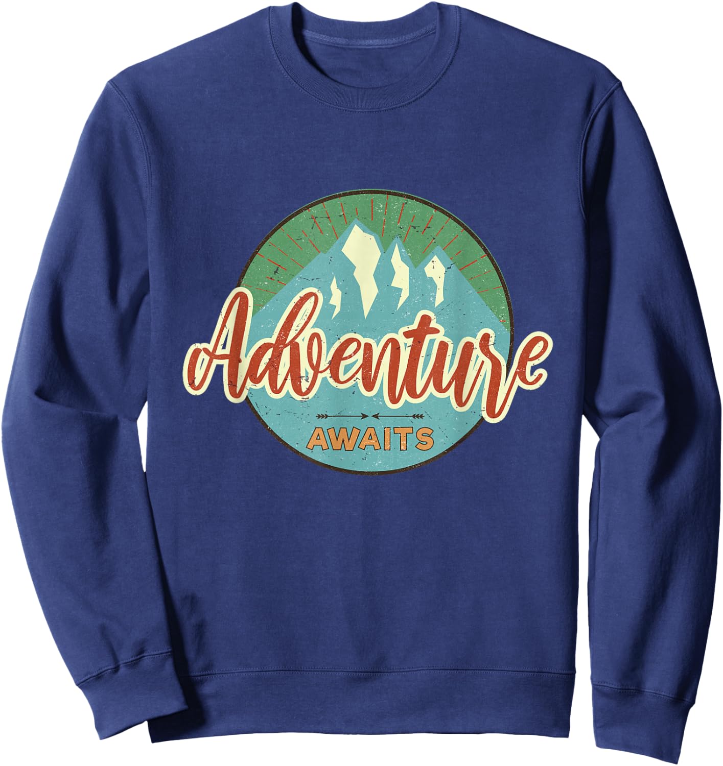 Adventure Awaits Vintage Great Adventure Hiking Camping Sweatshirt - Sweatshirt | Navy