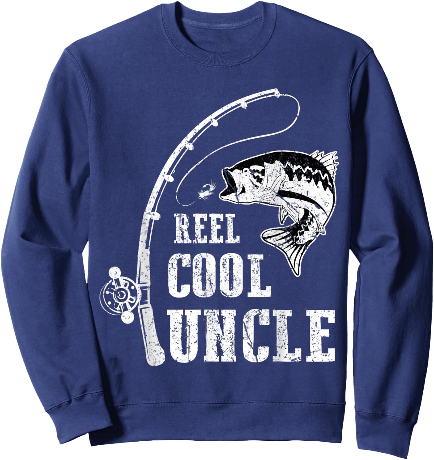 Reel Cool Uncle Fishing Daddy Fathers Day Sweatshirt - Sweatshirt | Navy