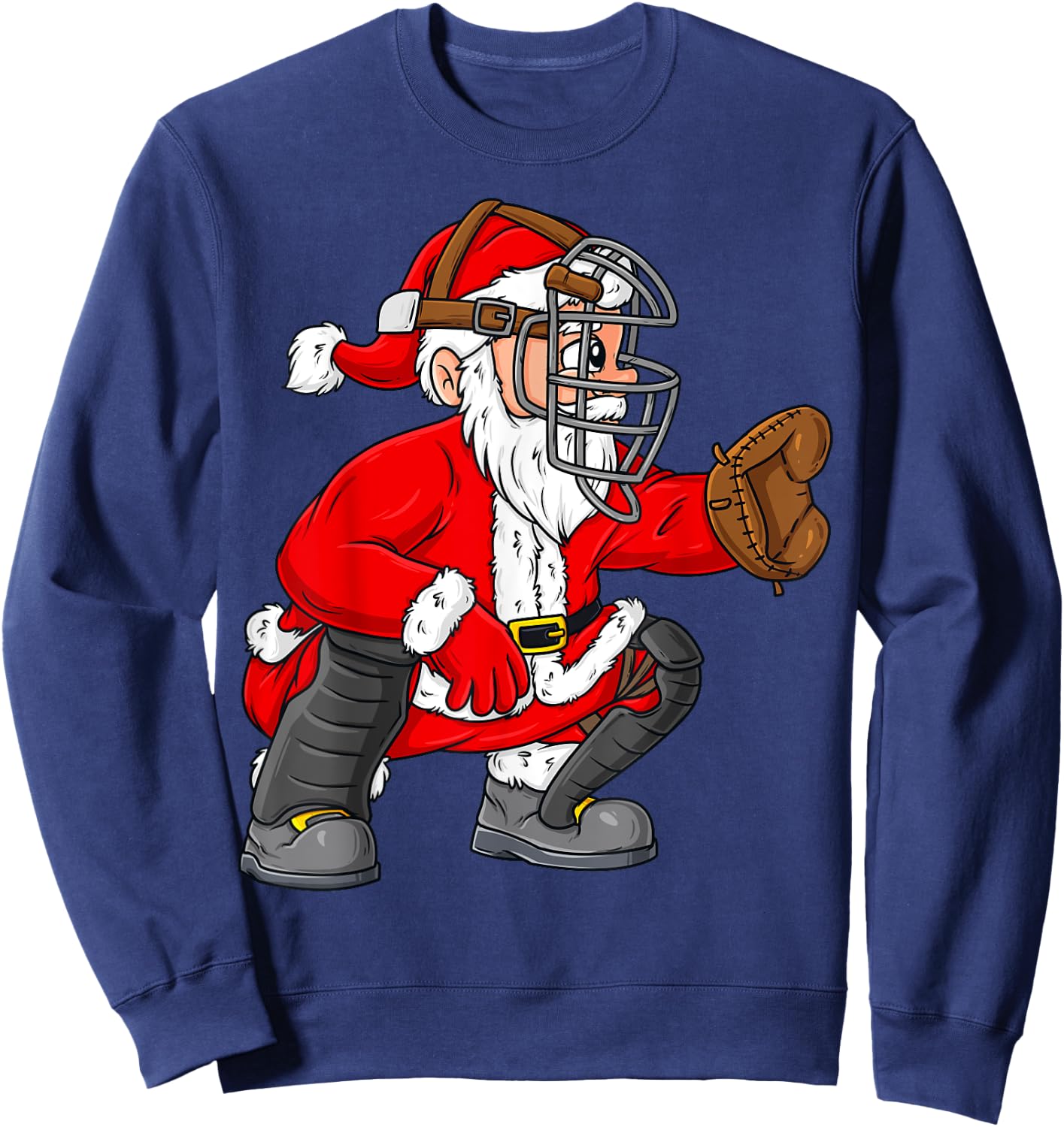Christmas Santa Claus Baseball Catcher Boys Girls Kids Xmas Sweatshirt - Sweatshirt | Navy