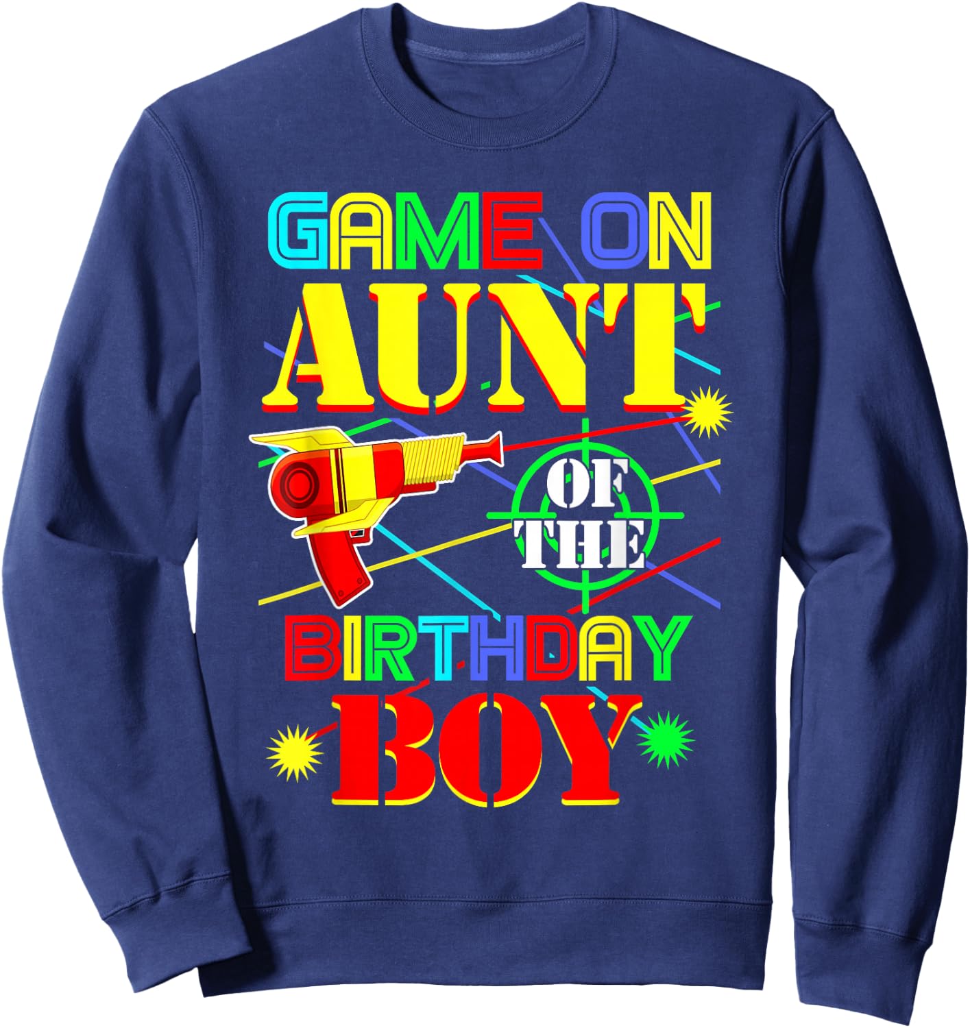 Game On Aunt Of The Birthday Boy Shirt Funny Mommy Mama Sweatshirt - Sweatshirt | Navy