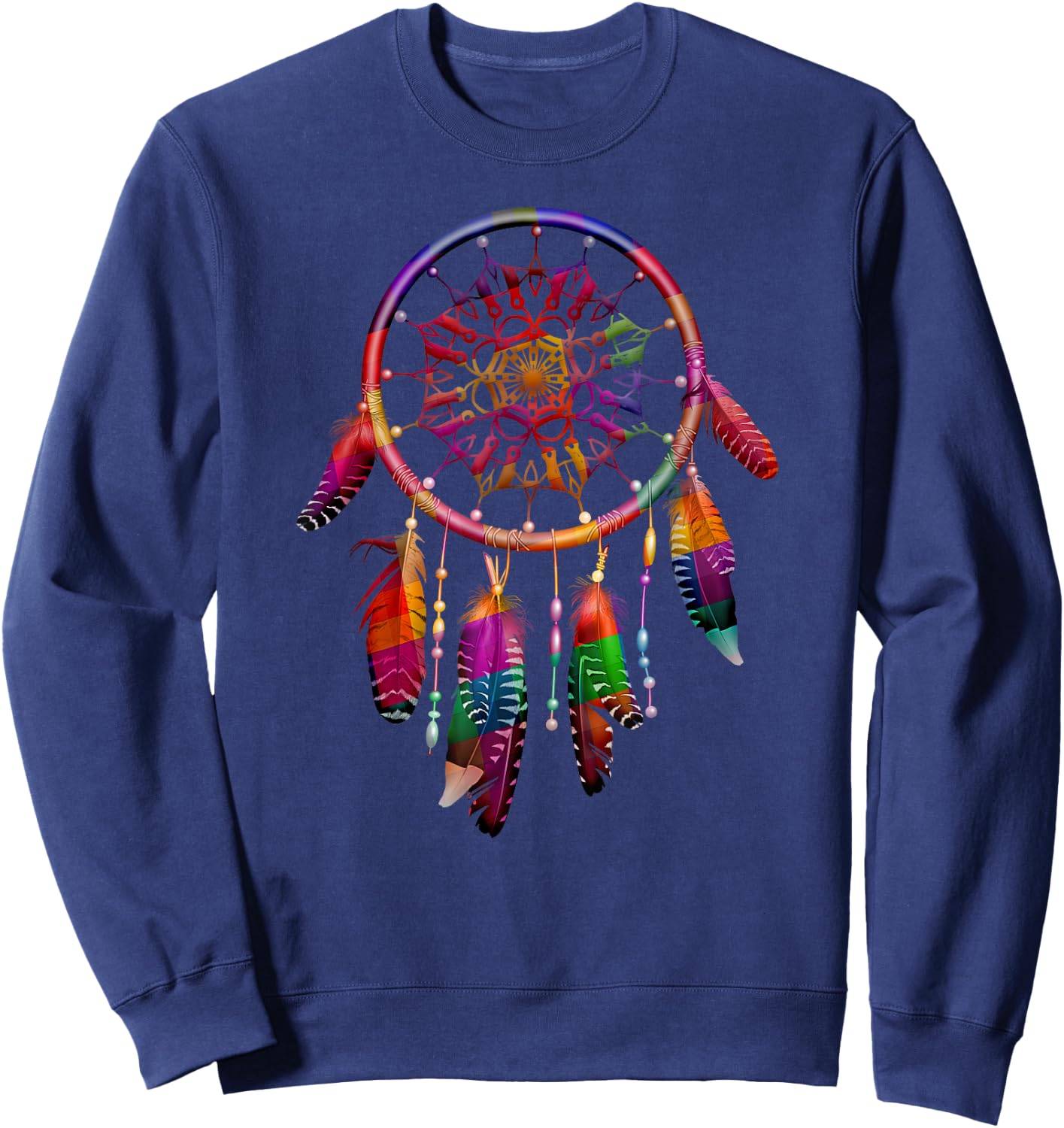 Colorful Dreamcatcher Feathers Tribal Native American Indian Small Sweatshirt - Sweatshirt | Navy