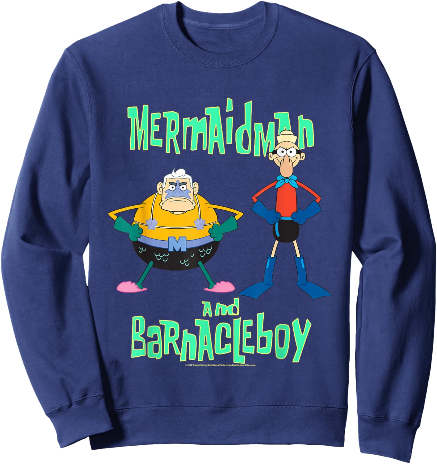 Spongebob Squarepants Mermaidman and Barnacleboy Sweatshirt - Sweatshirt | Navy