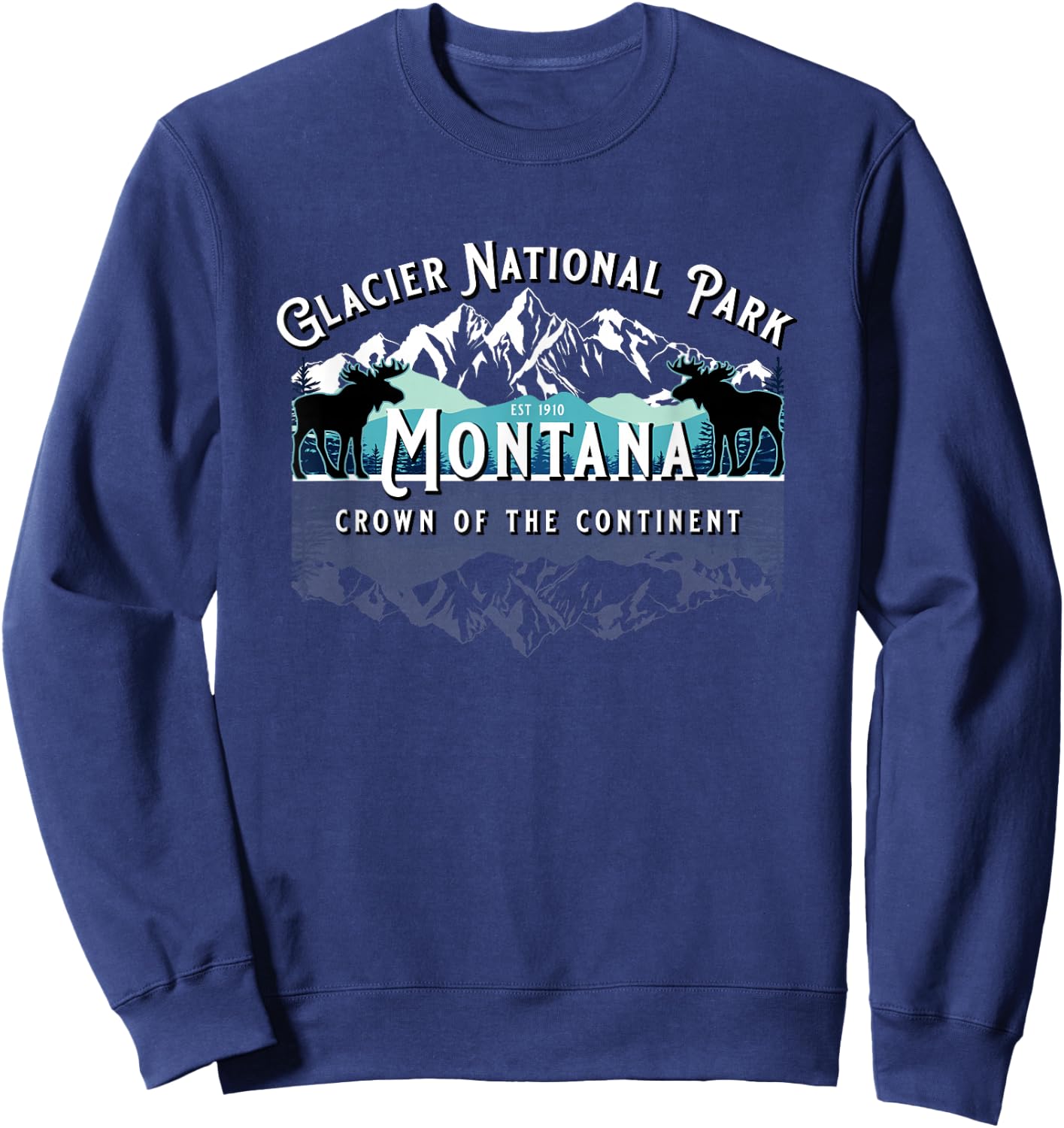 Glacier National Park Montana Moose Hiking Camping Souvenir Sweatshirt - Sweatshirt | Navy