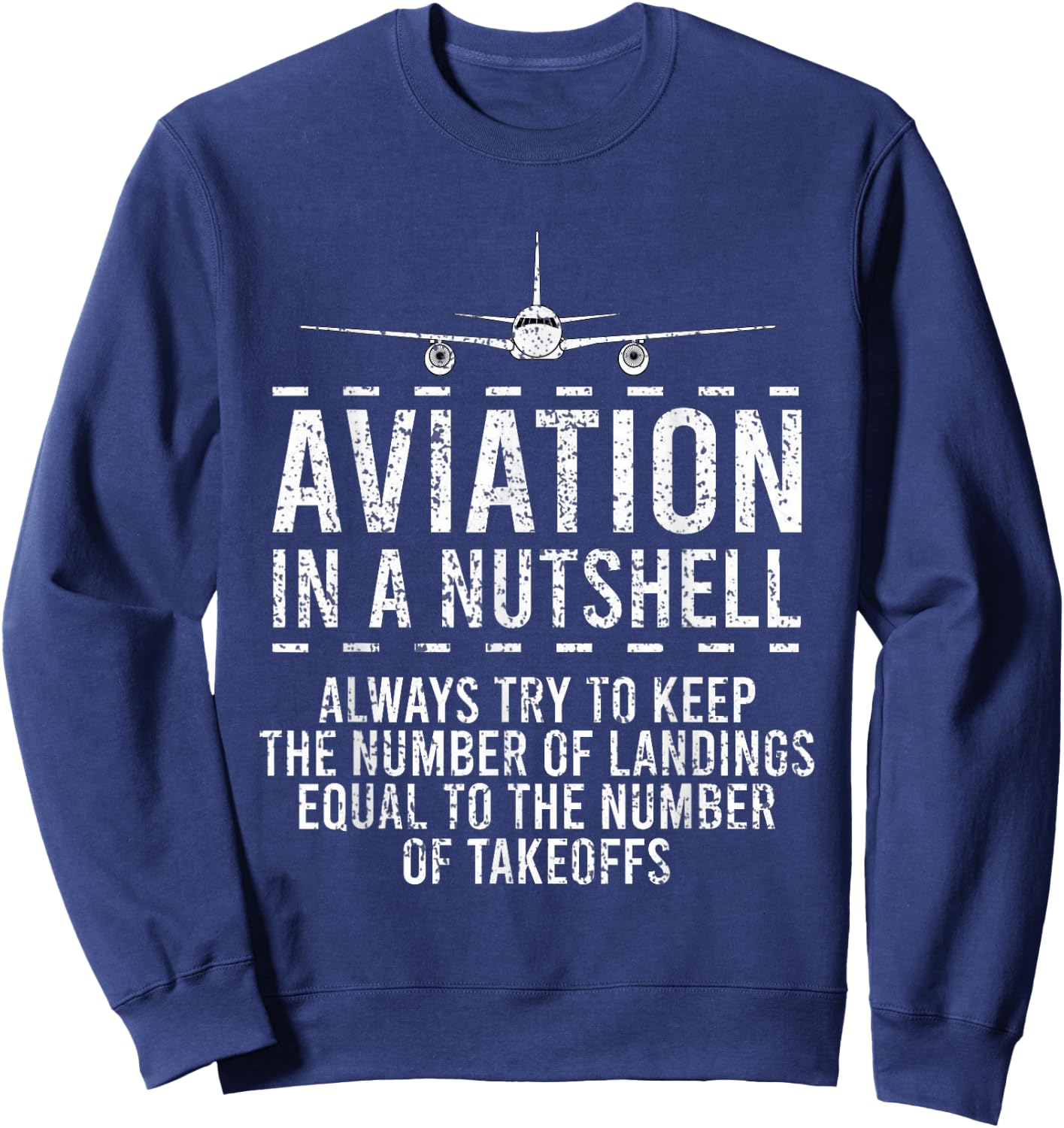 Aviation In A Nutshell Funny Pilot Aviator Airplane Sweatshirt - Sweatshirt | Navy