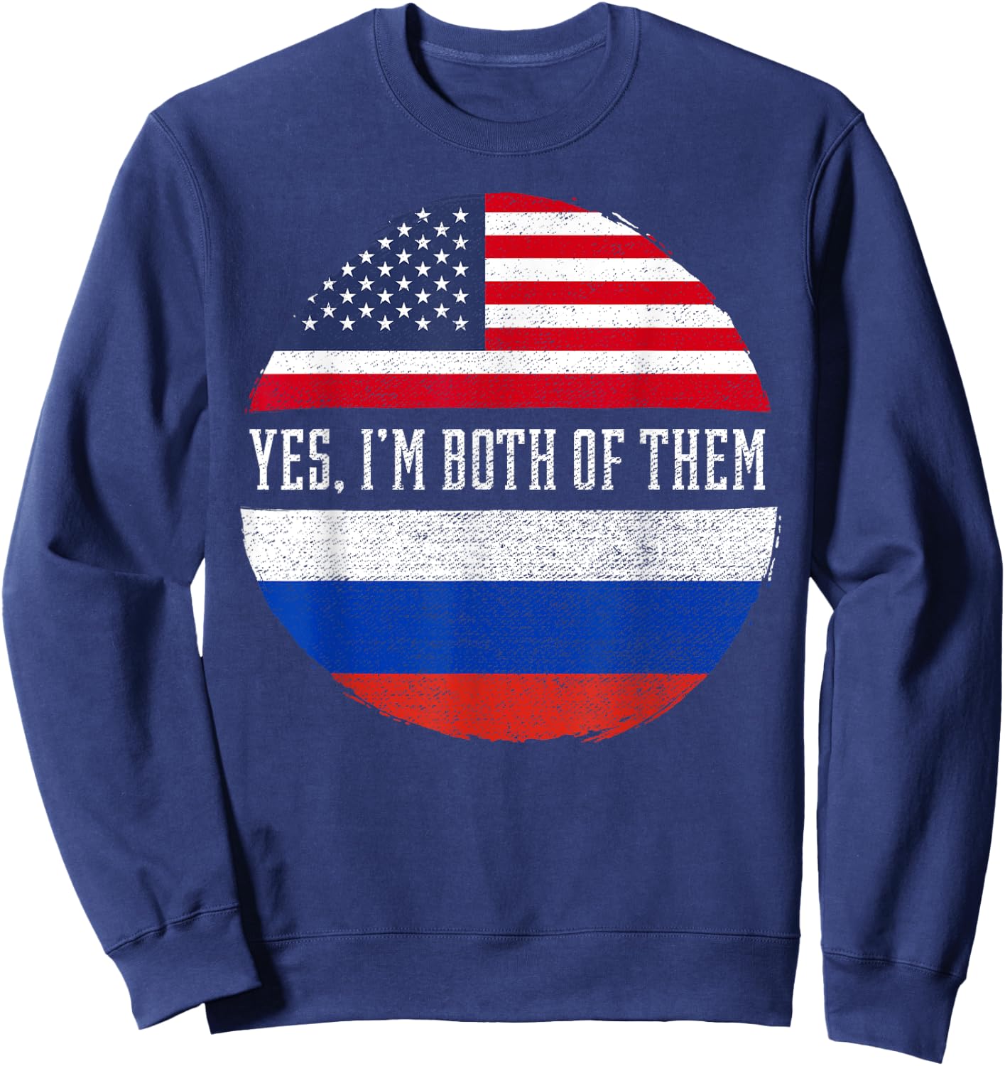Half American Half Russian USA Flag Russia Heritage DNA Sweatshirt - Sweatshirt | Navy