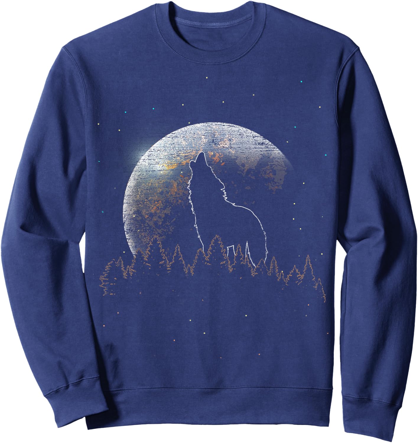 Predator Animal Lover Wildlife Forest Full Moon Howling Wolf Sweatshirt - Sweatshirt | Navy