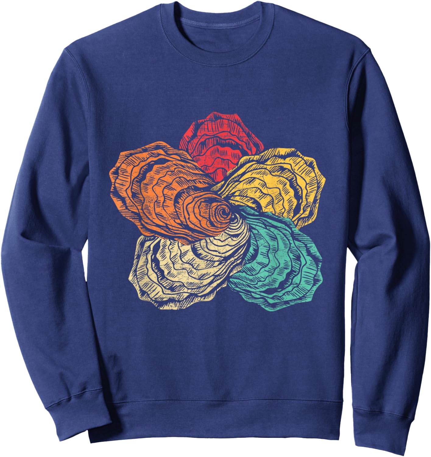 Vintage Animal Oyster Lover Retro 70s 80s Sweatshirt - Sweatshirt | Navy