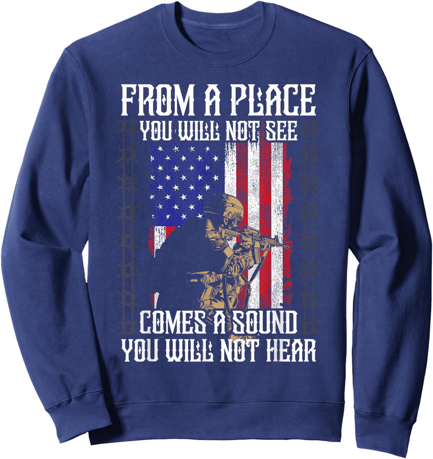 Sniper Military Sharpshooter Shooting Noise Marksman Shooter Sweatshirt - Sweatshirt | Navy