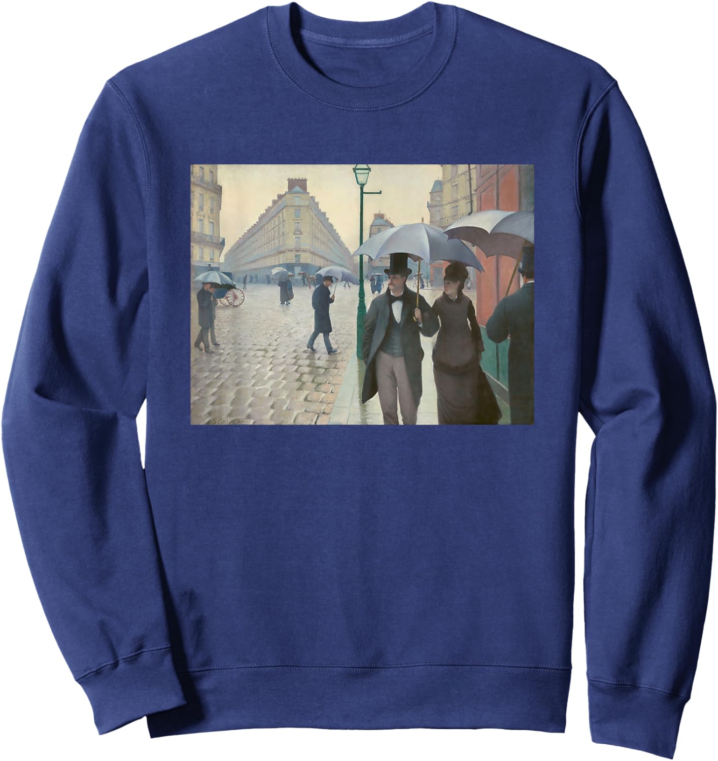 Gustave Caillebotte Paris Street Rainy Day Fine Art Painting Sweatshirt - Sweatshirt | Navy