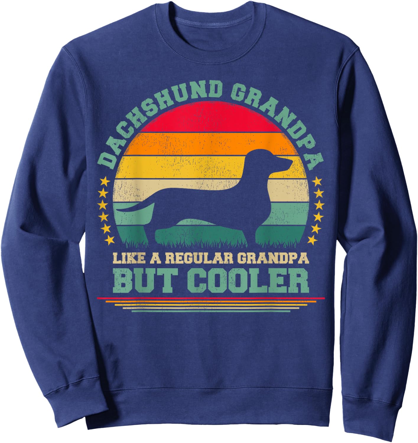 Dachshund Dog Lover Vintage Dachshund Grandpa Father's Day Sweatshirt - Sweatshirt | Navy