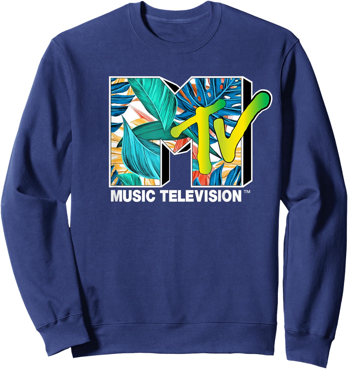 Mademark x MTV - MTV Cool Tropical Plants Sweatshirt - Sweatshirt | Navy