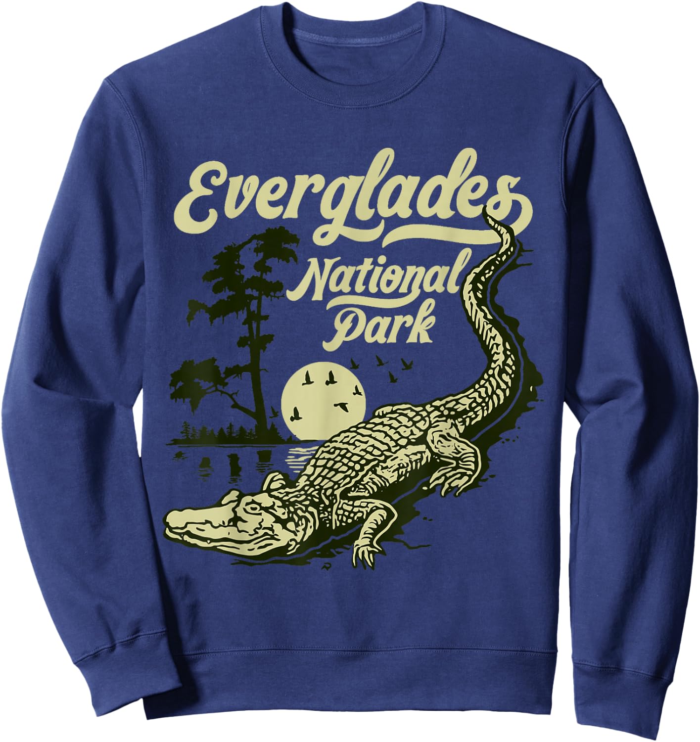 Giant Step Design Co. Everglades National Park Vintage Crocodile Alligator Florida Sweatshirt - Sweatshirt | Navy