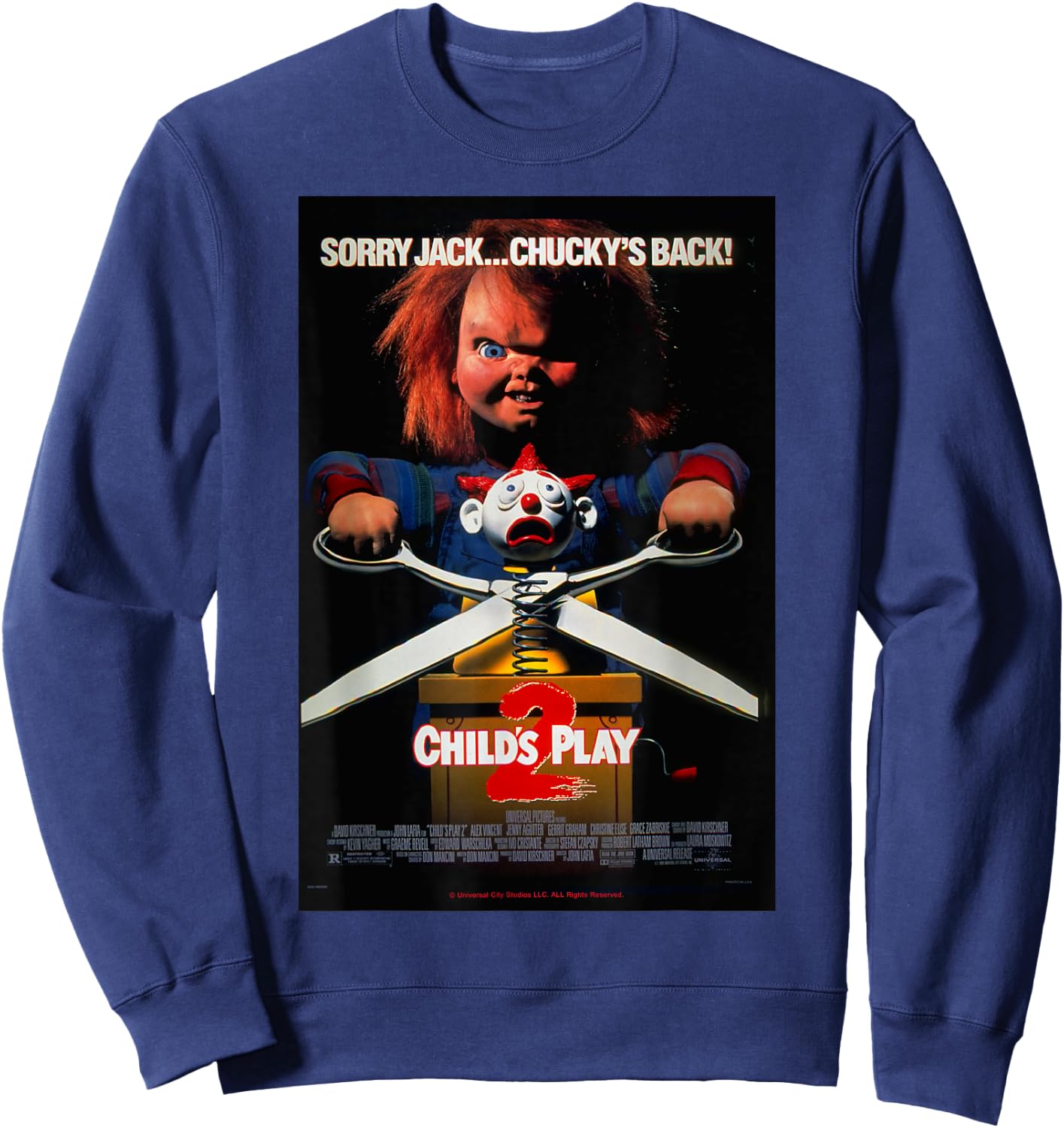 Chucky Child's Play 2 Guess Who's Back Poster Sweatshirt - Sweatshirt | Navy