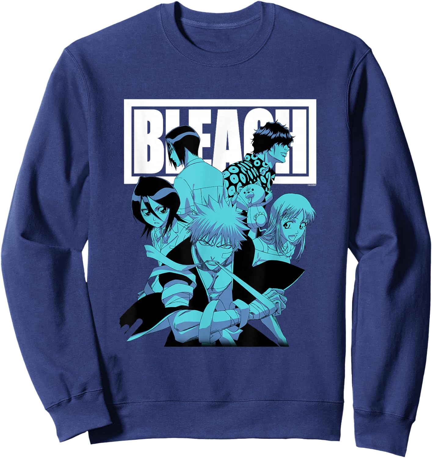 Bleach Characters with Block Logo Anime Sweatshirt - Sweatshirt | Navy
