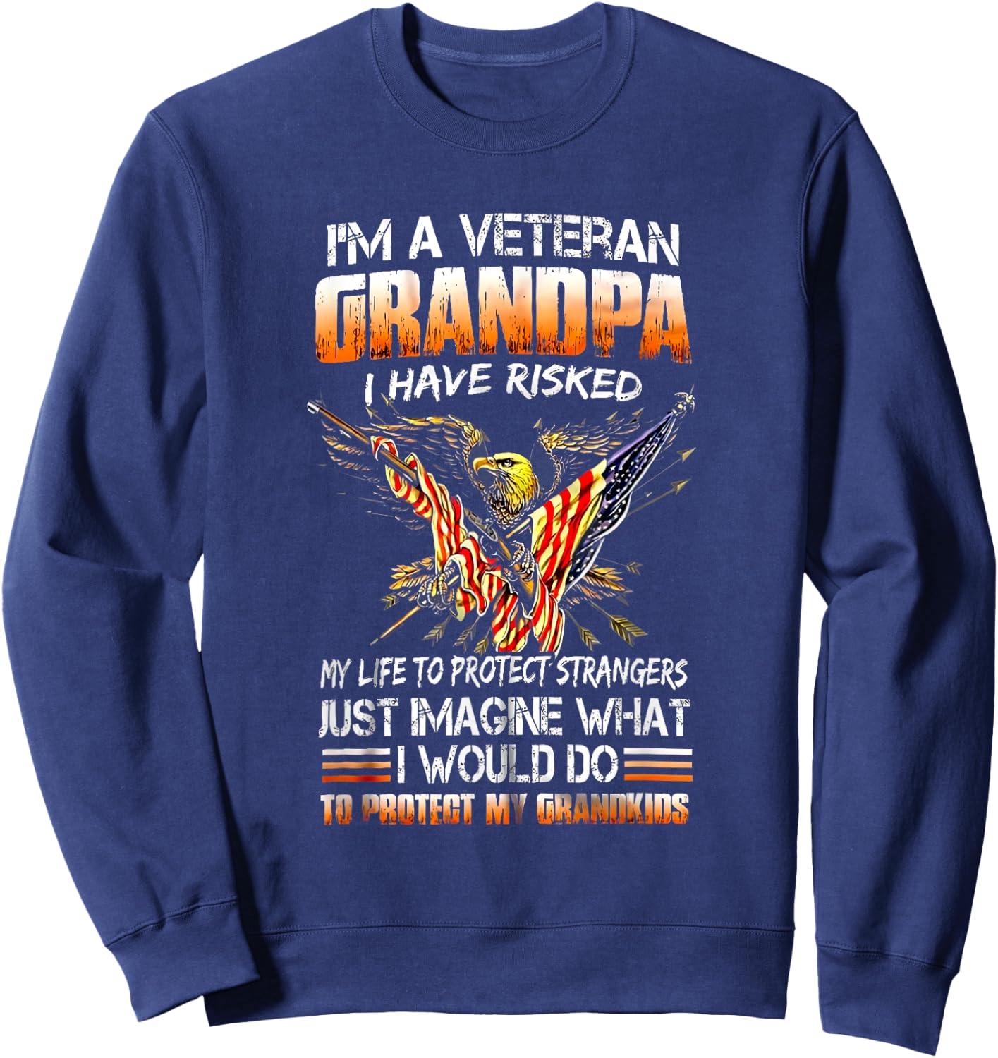 Veteran Grandpa Proud Vet Grandfather Fathers Day Sweatshirt - Sweatshirt | Navy