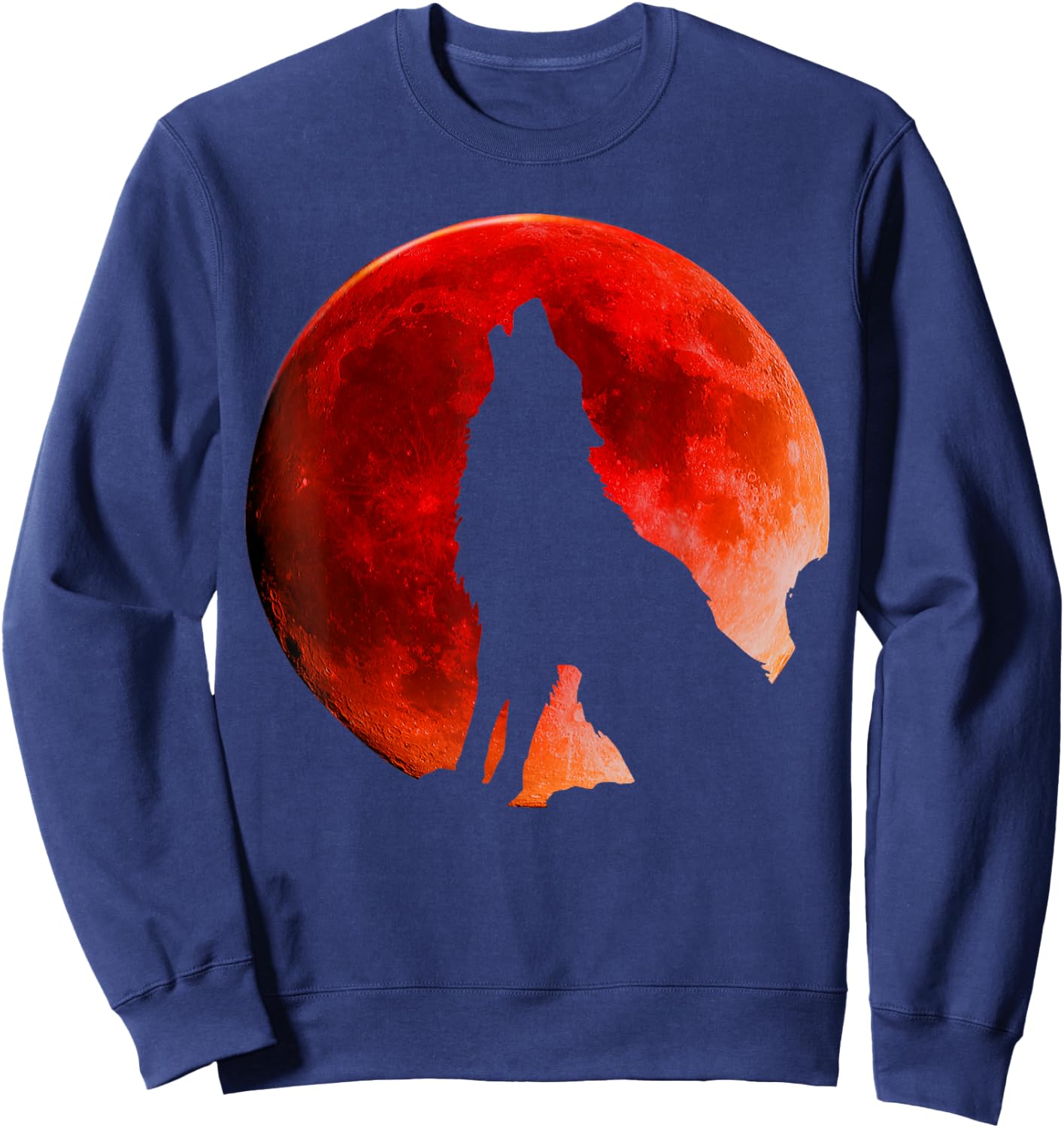 Wolf Super Red Blood Moon Lunar Eclipse 2019 T Shirt Costume Sweatshirt - Sweatshirt | Navy