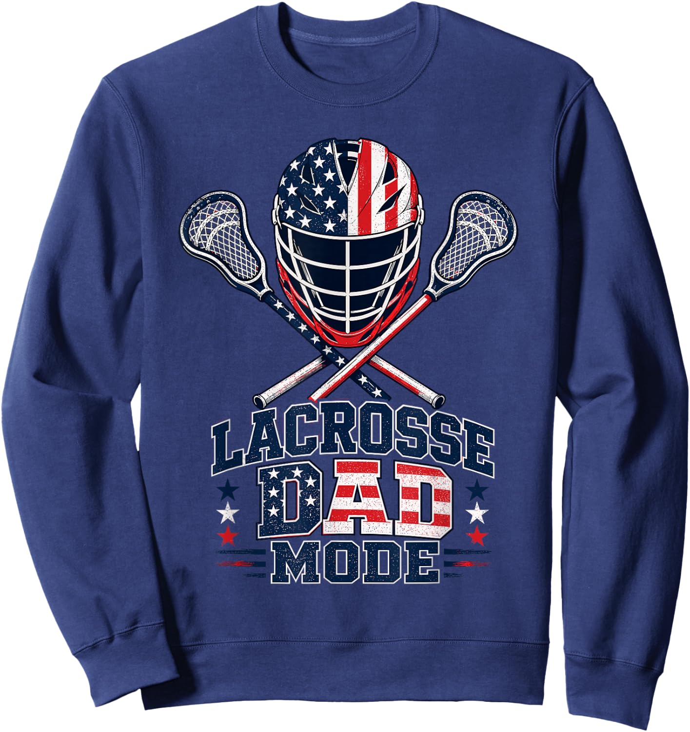 Lacrosse Dad American Flag Mode Sweatshirt - Sweatshirt | Navy