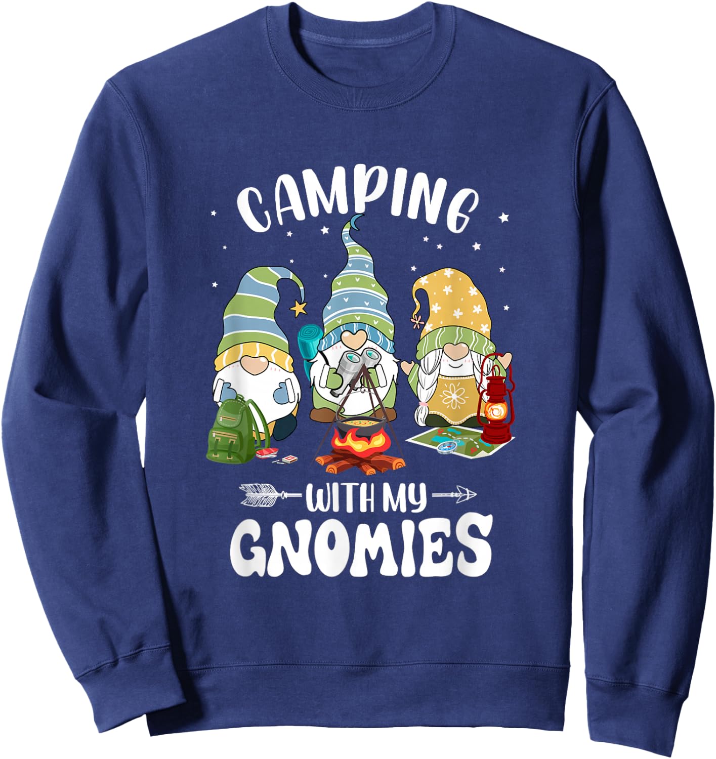 Camping with My Gnomies Funny Gnome Camp Sweatshirt - Sweatshirt | Navy