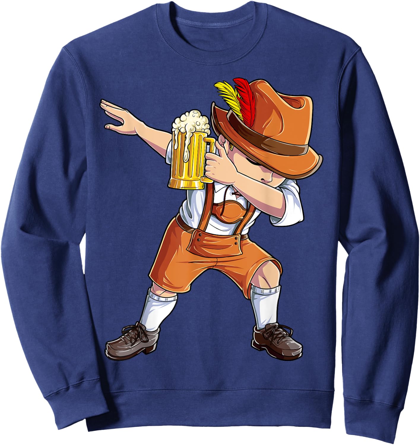 Dabbing German Clothes Oktoberfest Lederhosen Men Cheers Beer Sweatshirt - Sweatshirt | Navy