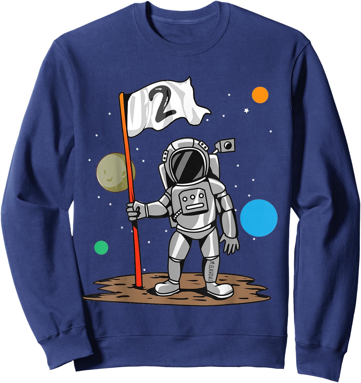 2nd Birthday Party Outer Astrology | 2 Years Astronauts Space Sweatshirt - Sweatshirt | Navy