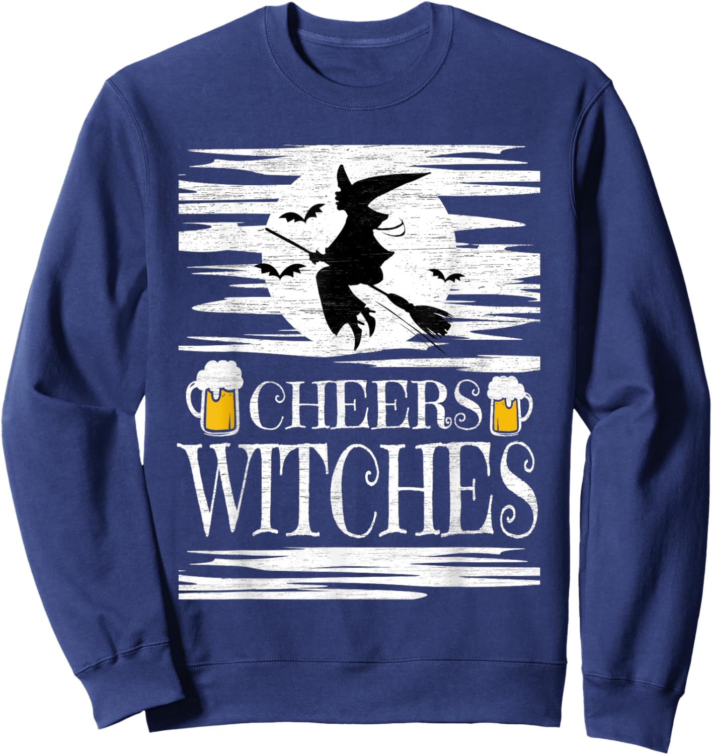 Cheers Witches Brew Beer Drinking Halloween Drunk Witch Sweatshirt - Sweatshirt | Navy