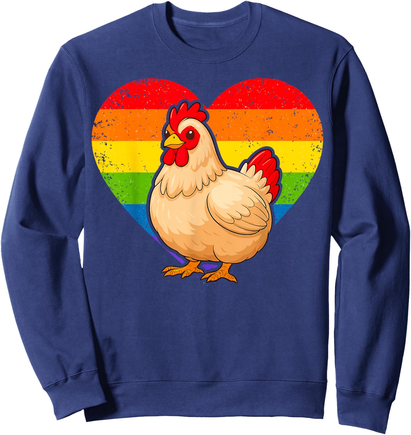 Chicken Rainbow Heart Sweatshirt - Sweatshirt | Navy