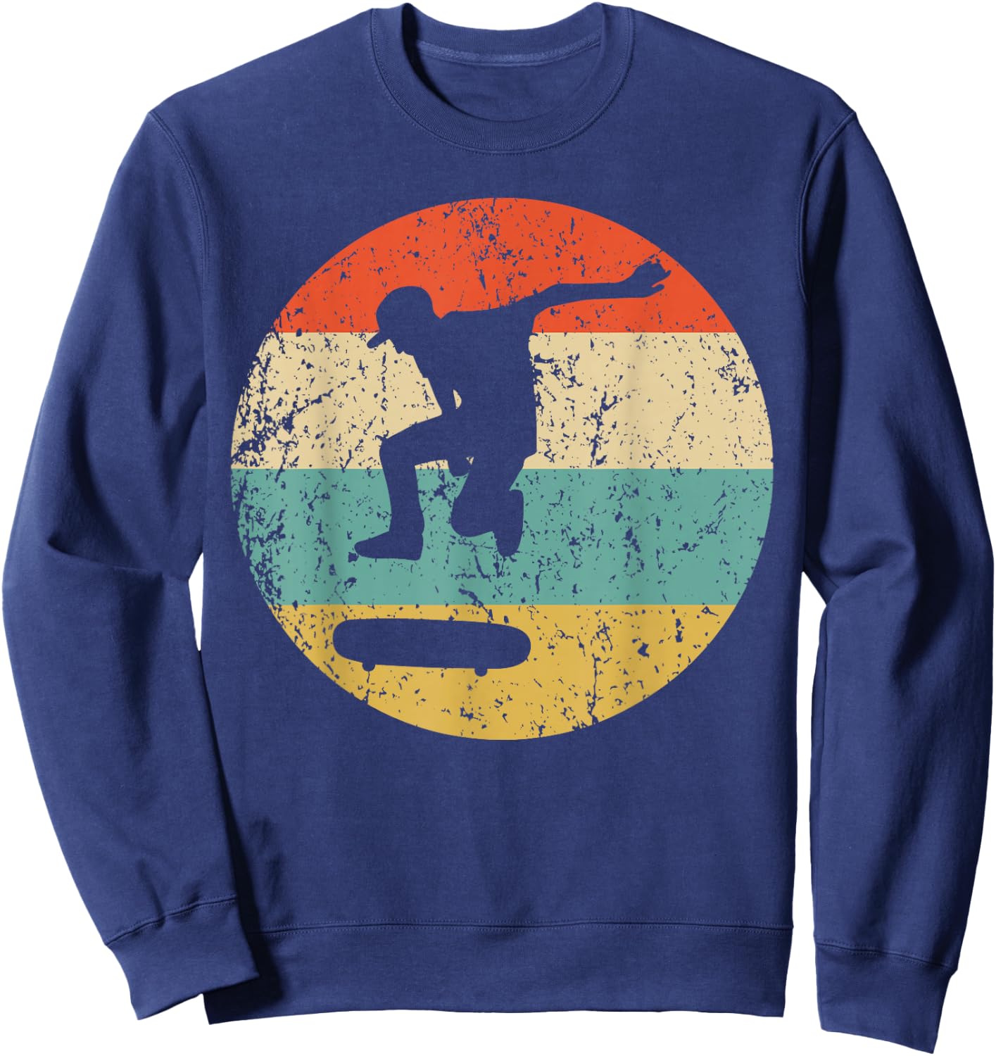 Skateboarding Vintage Retro Skateboarder Sweatshirt - Sweatshirt | Navy