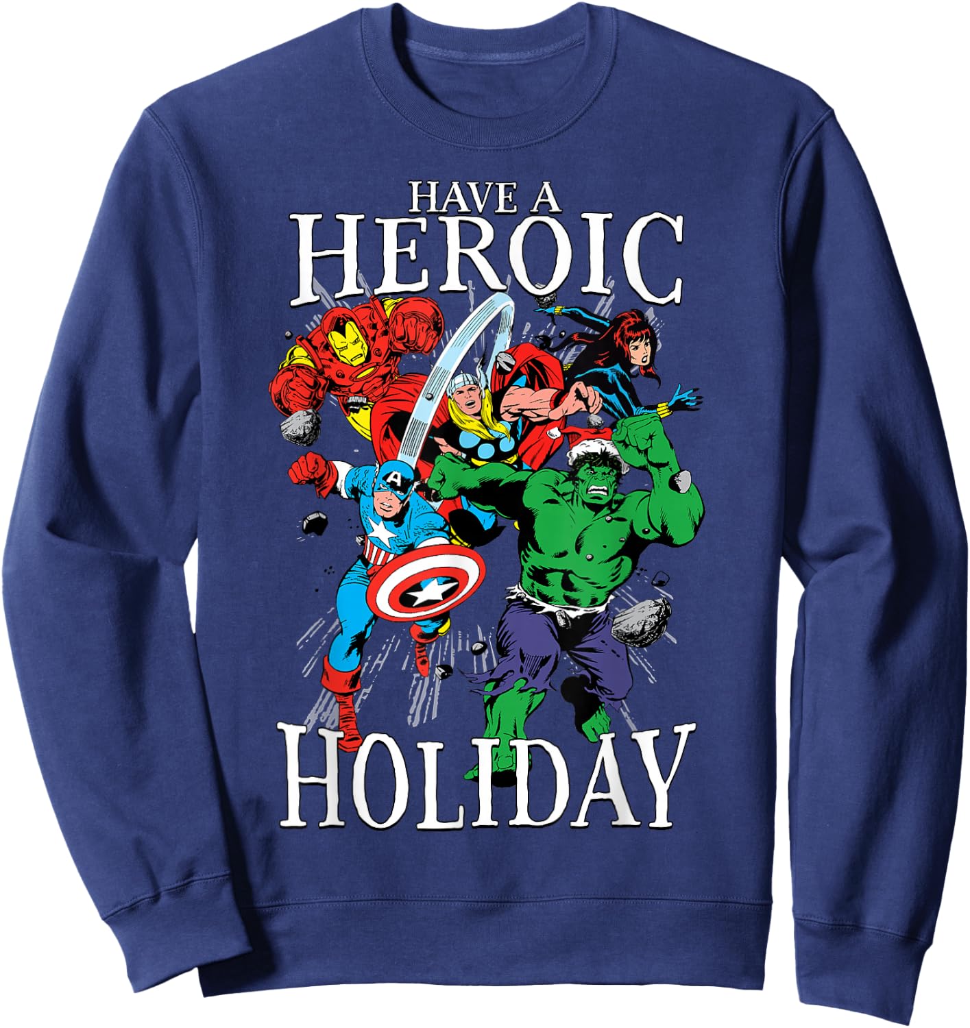 Marvel Avengers Heroic Holiday Christmas Group Shot Sweatshirt - Sweatshirt | Navy