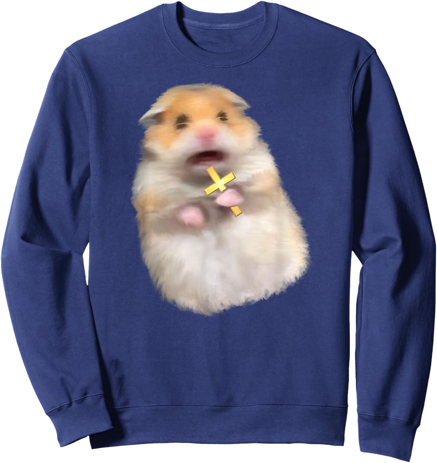 Scared Hamster Meme Kids Cute Christian Hamster Sacred Cross Sweatshirt - Sweatshirt | Navy