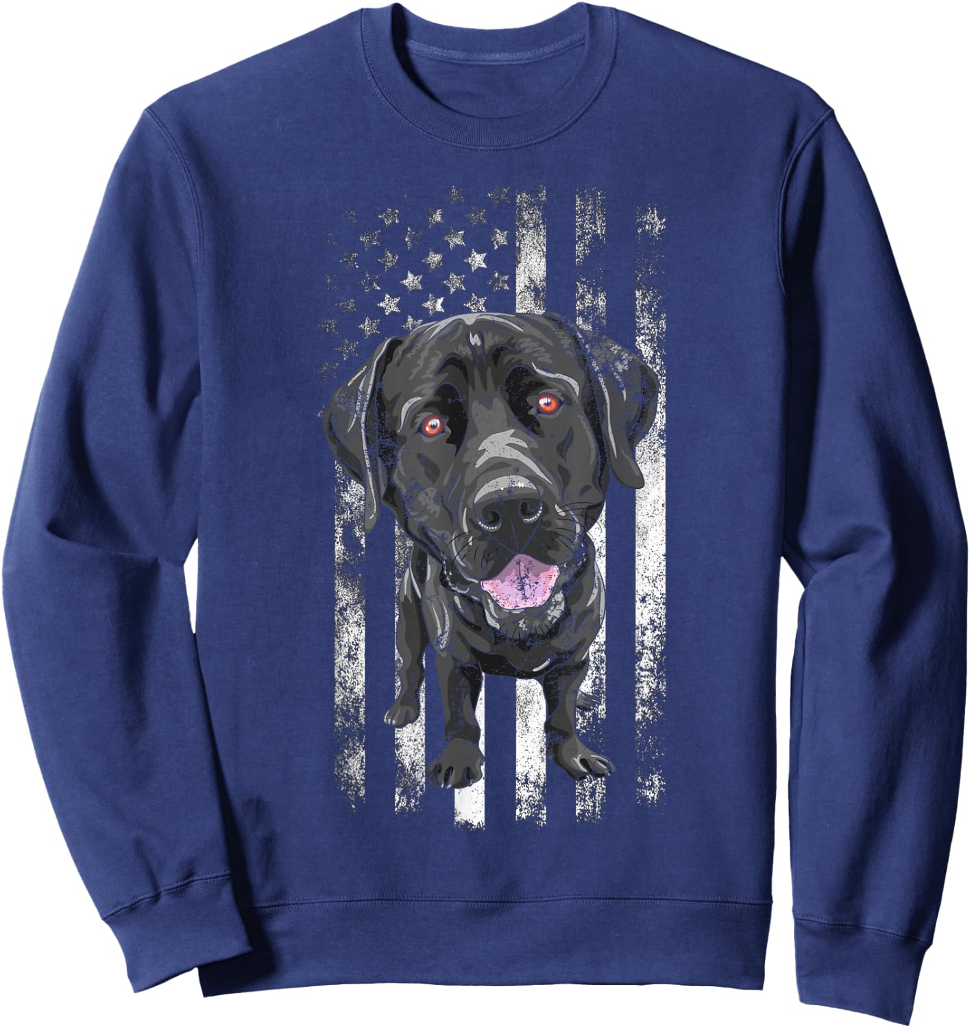 Black Labrador American Flag Patriotic Dog Dad Mom Black Lab Kids Men Sweatshirt - Sweatshirt | Navy