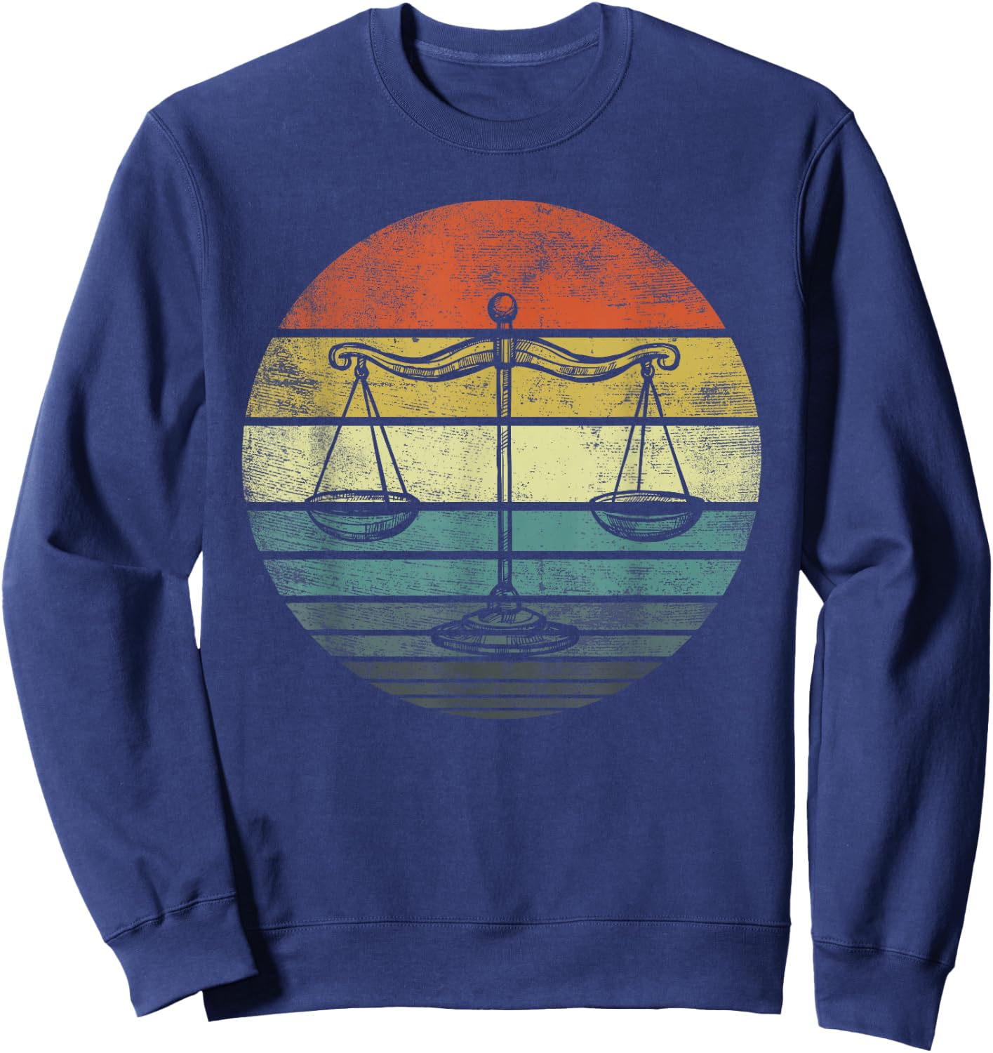 Lawyer Gift Retro Sunset Scale of Justice Student Law School Sweatshirt - Sweatshirt | Navy