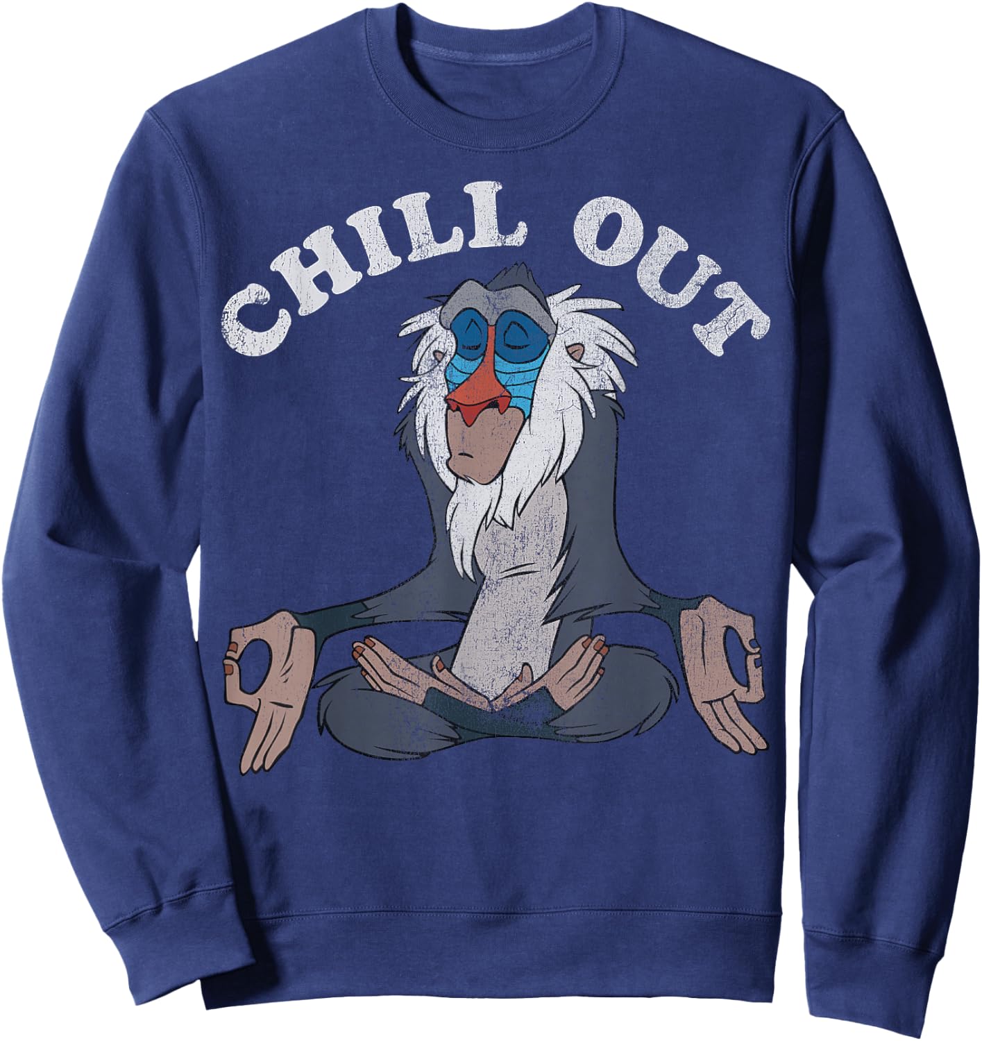 Disney Lion King Rafiki Chill Out Meditation Graphic Sweatshirt - Sweatshirt | Navy