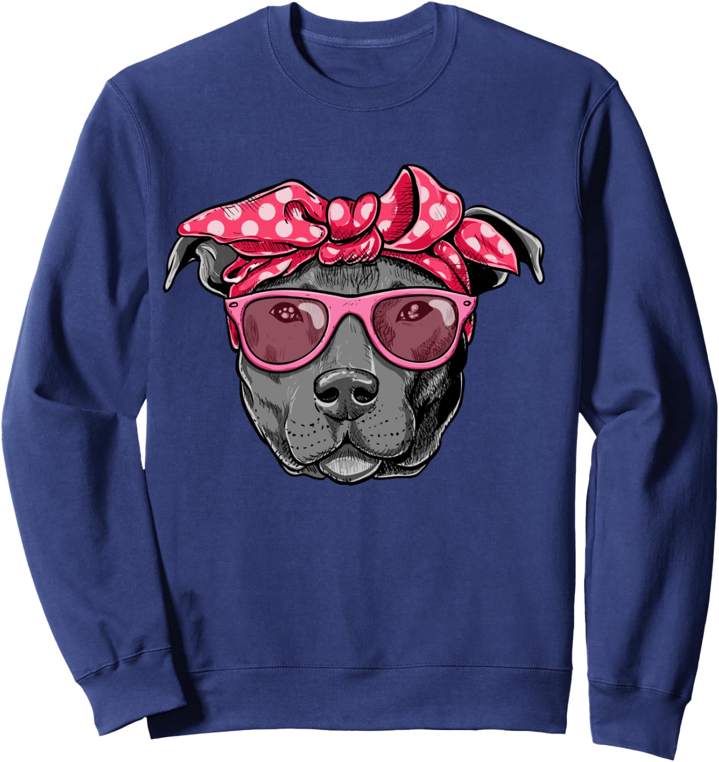 Funny PITTIE MOM Women Cool Pitbull Dog Retro Sweatshirt - Sweatshirt | Navy