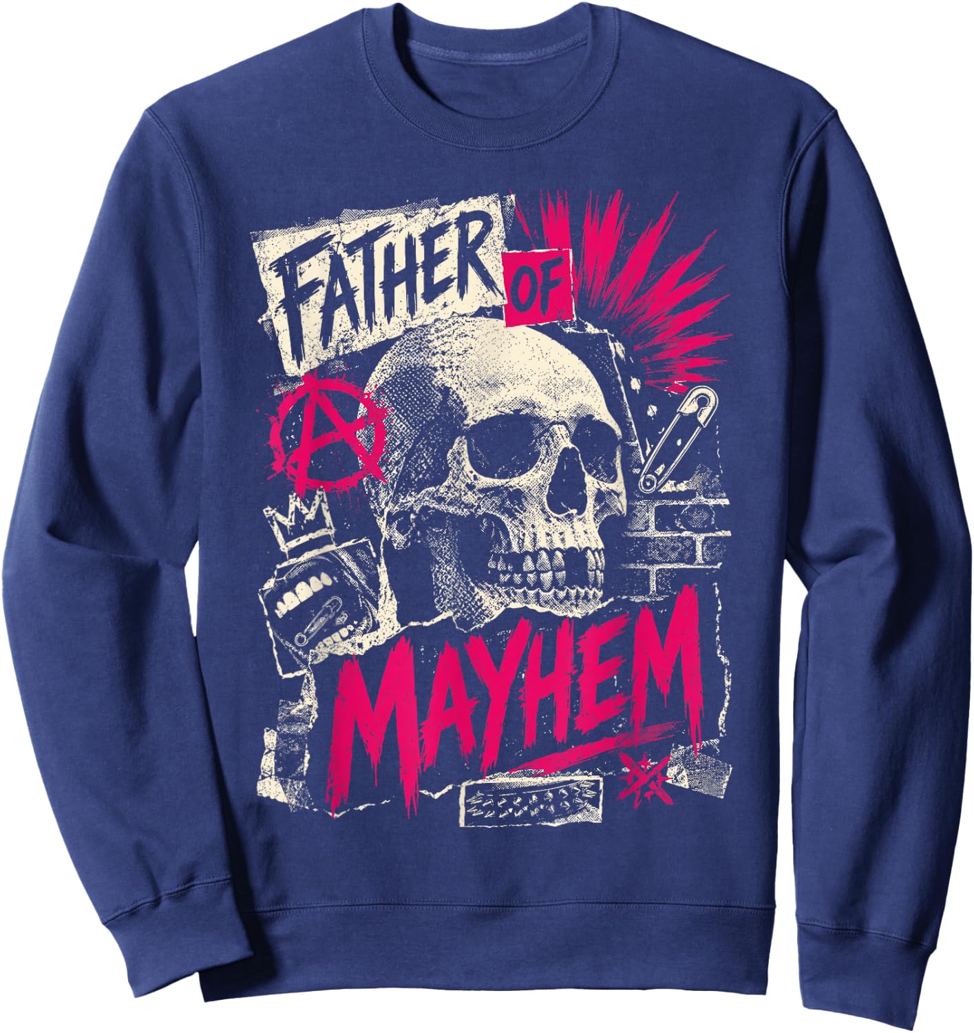 Father's Day Father of Mayhem Funny Dad Matching Family Sweatshirt - Sweatshirt | Navy