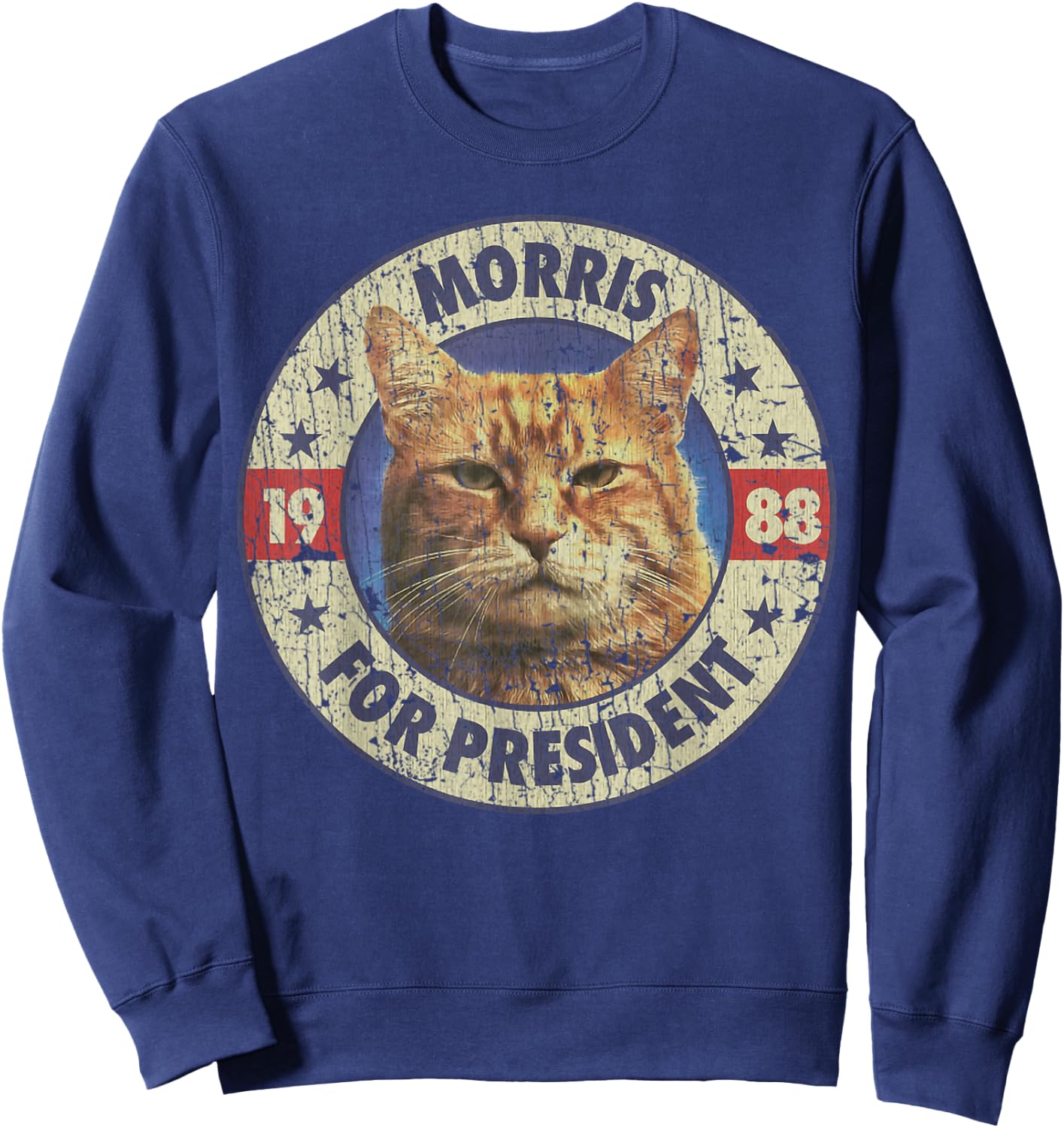 Morris For President Vintage 1988 Cat Lover Sweatshirt - Sweatshirt | Navy