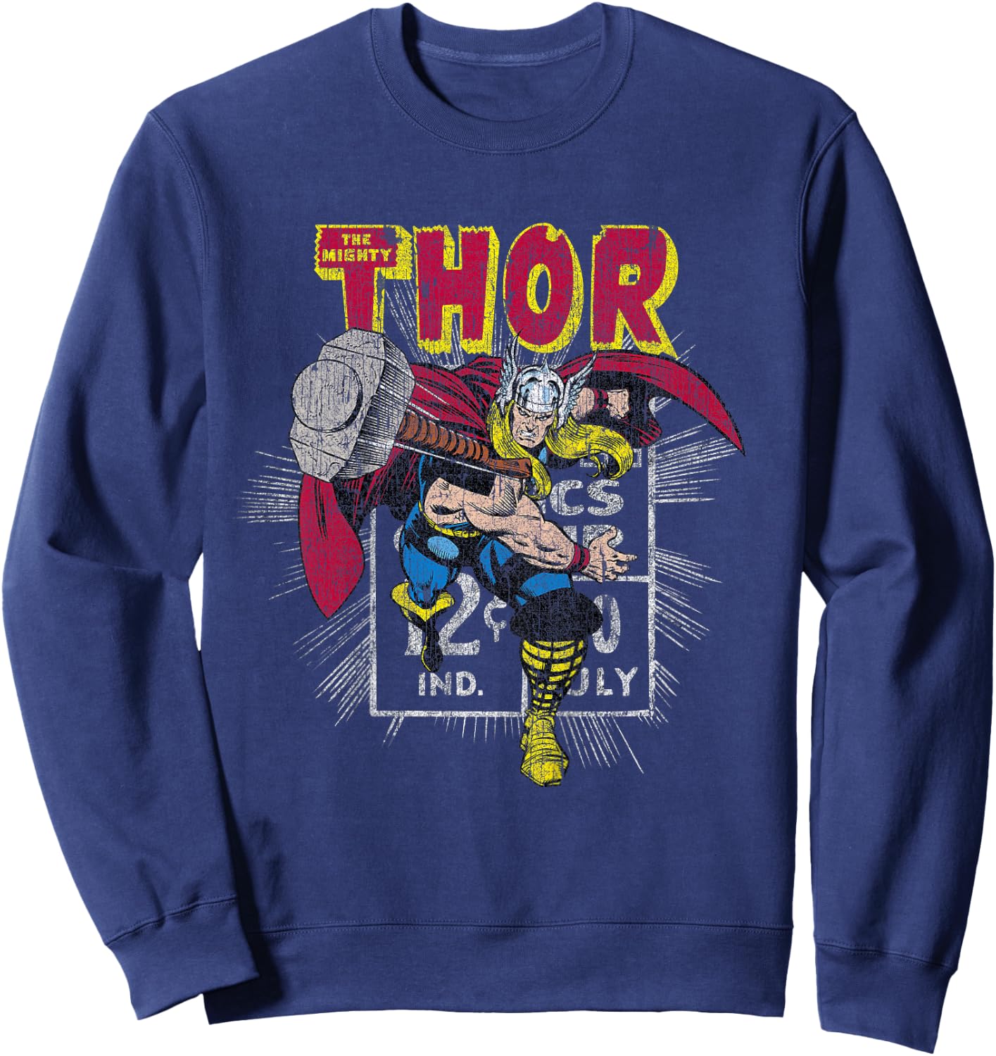 Kids Marvel Mighty Thor Hammer Throw Retro Kids Graphic Sweatshirt - Sweatshirt | Navy