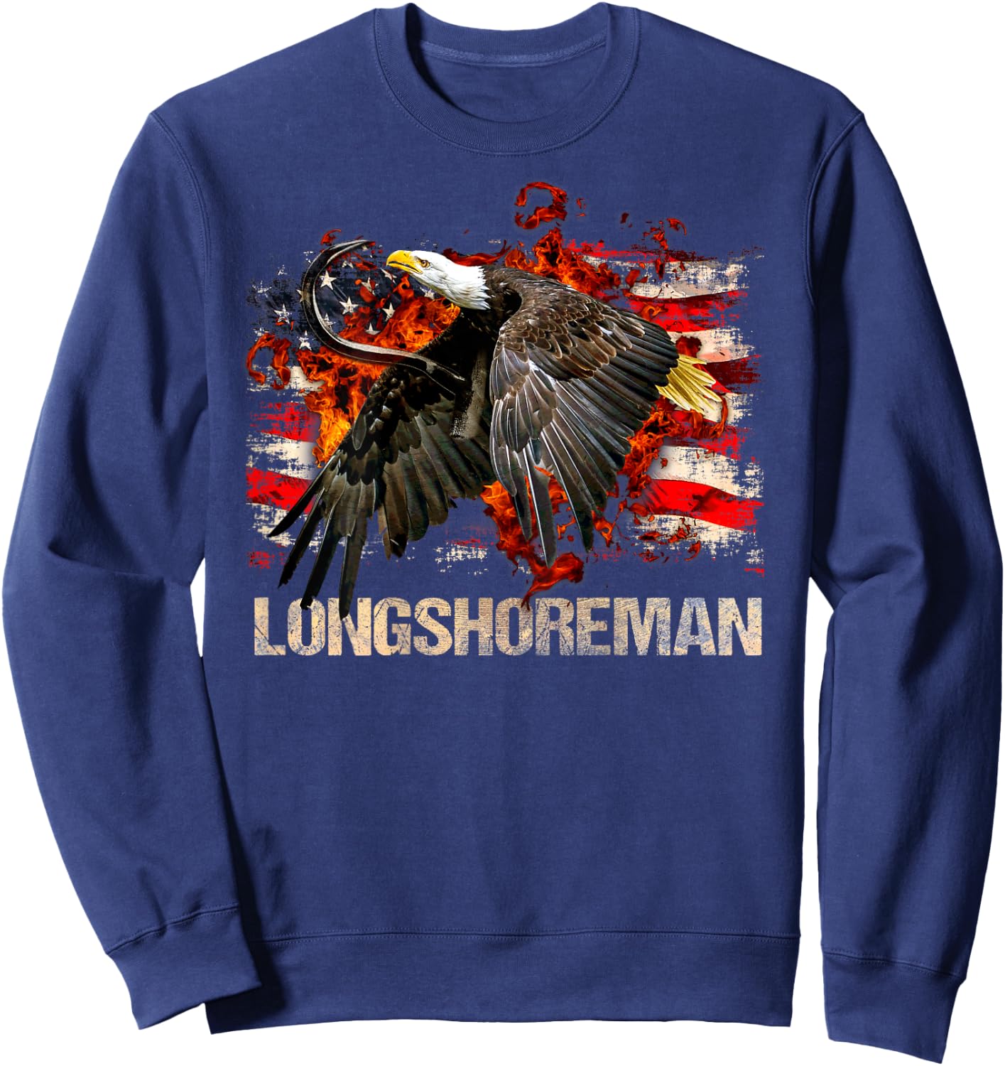 Longshoreman Gifts Patriotic Design On Back Of Clothing Sweatshirt - Sweatshirt | Navy
