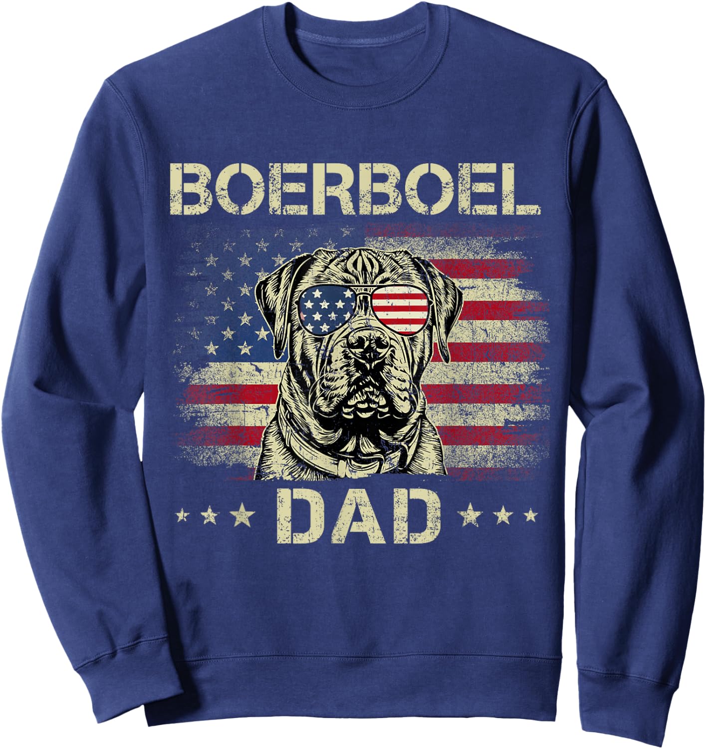 Boerboel Dad Dog Vintage American Flag 4th Of July Women Kids Sweatshirt - Sweatshirt | Navy