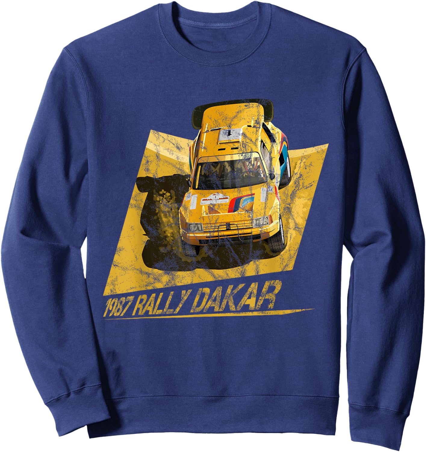 1987 Rally Dakar Classic Rally Car Design 80s Sweatshirt - Sweatshirt | Navy