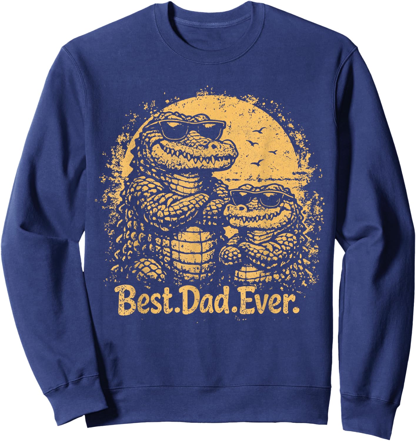 Best Dad Ever Retro Fathers Day Alligator Monsters Sweatshirt - Sweatshirt | Navy