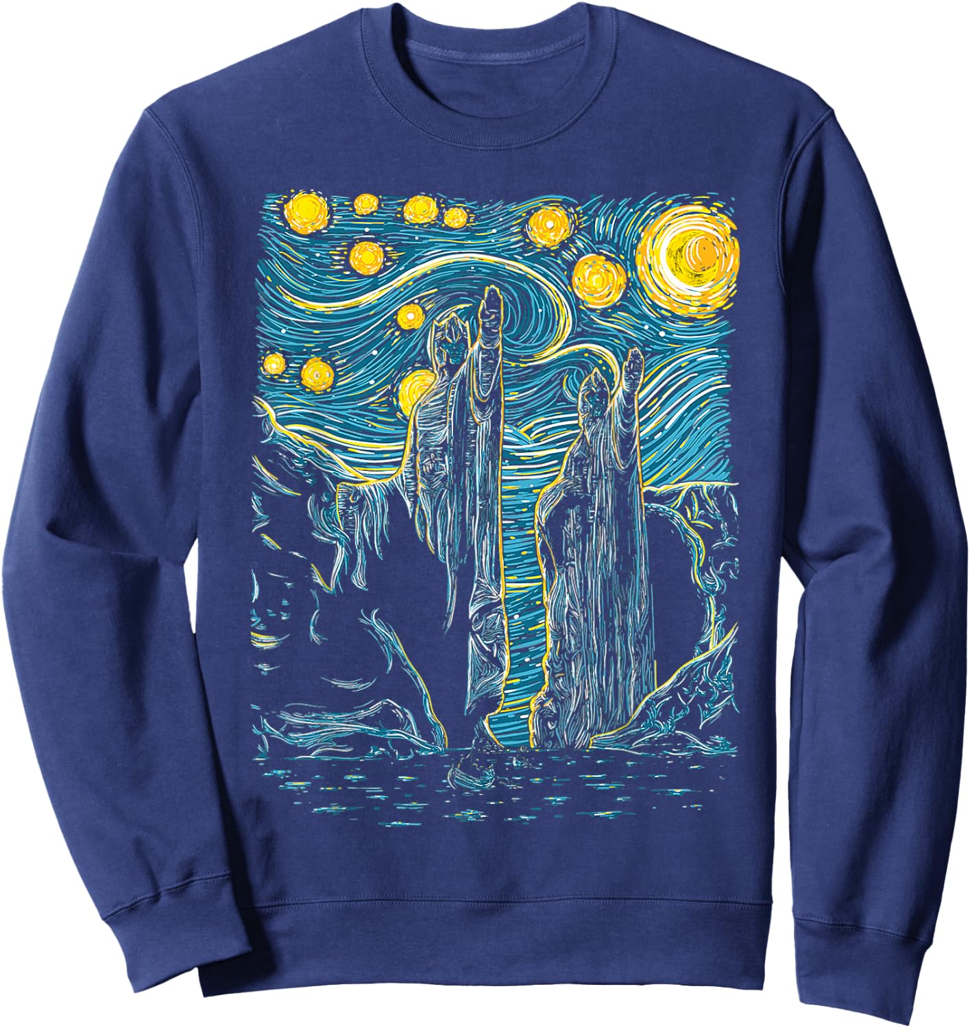 Argonath Starry Night Van Gogh Style Sweatshirt - Sweatshirt | Navy