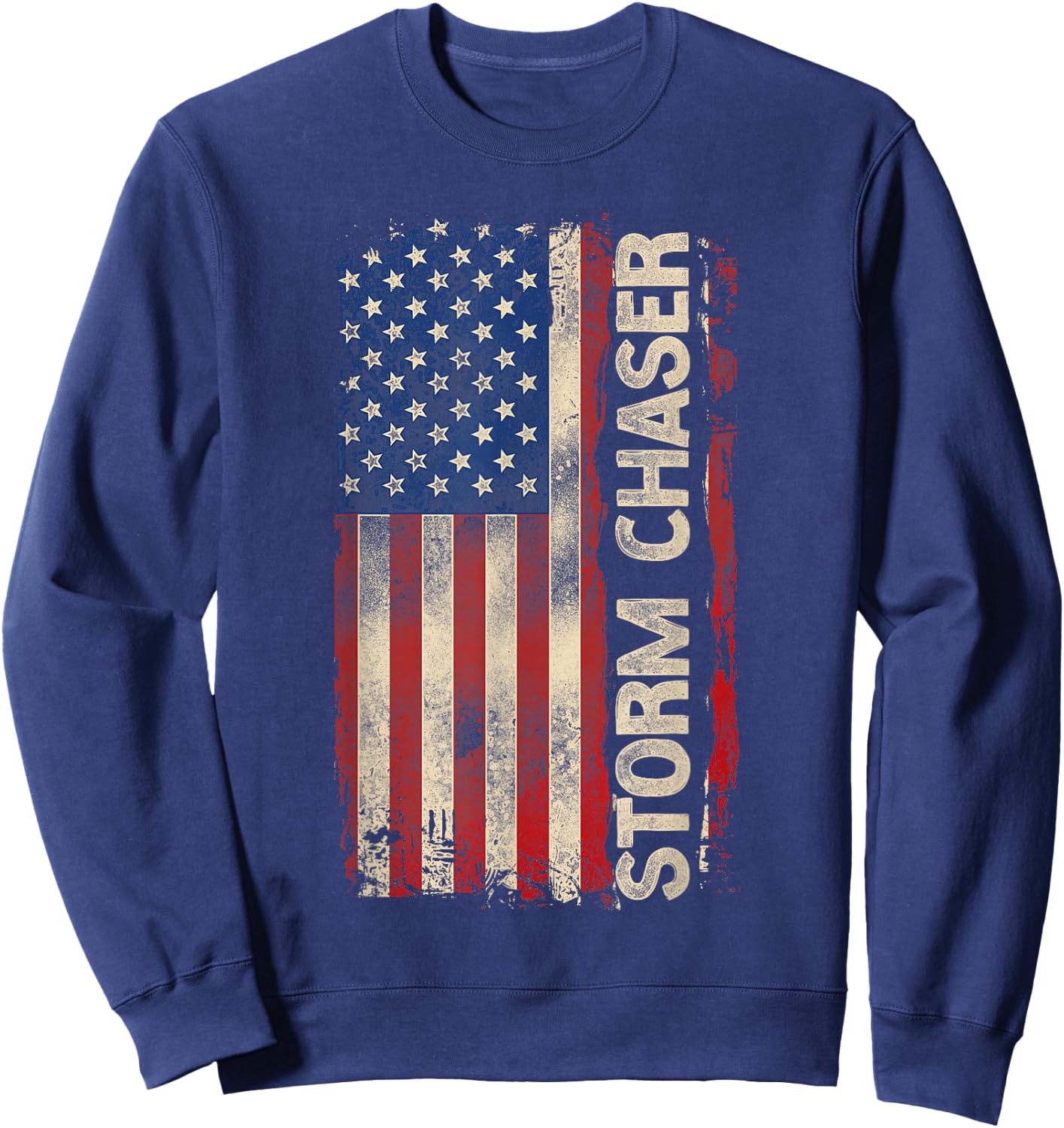 Storm Chaser Hurricane Meteorology Tornado Usa American Flag Sweatshirt - Sweatshirt | Navy